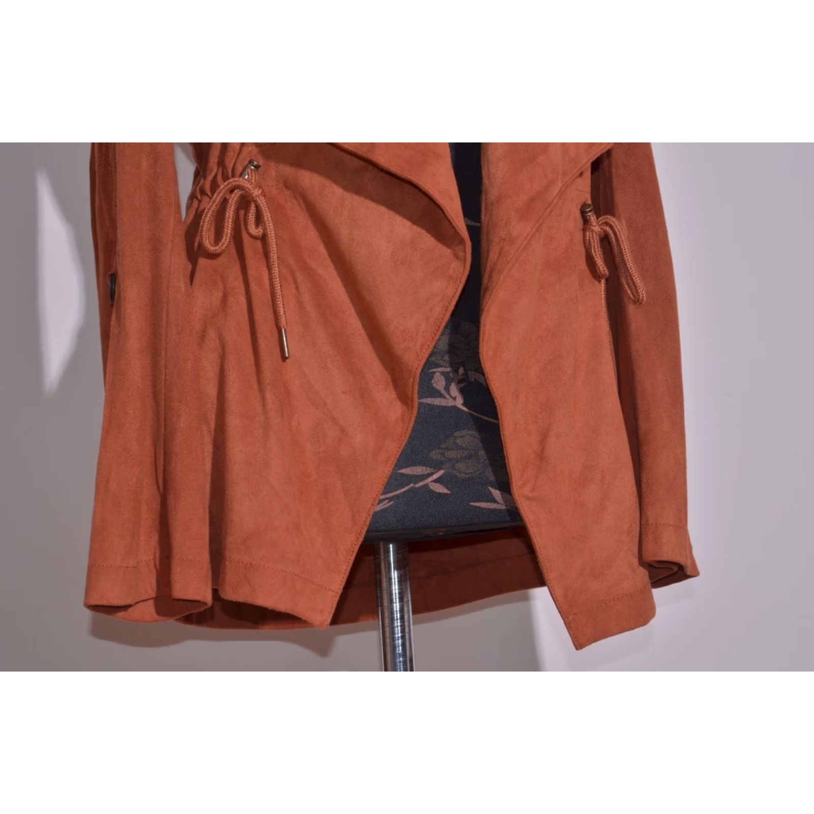 Desigual Desigual Faux Suede Jacket Rust Brown Embroidered Waterfall Open Front Boho M Size M / US 6-8 / IT 42-44 - 3 Thumbnail
