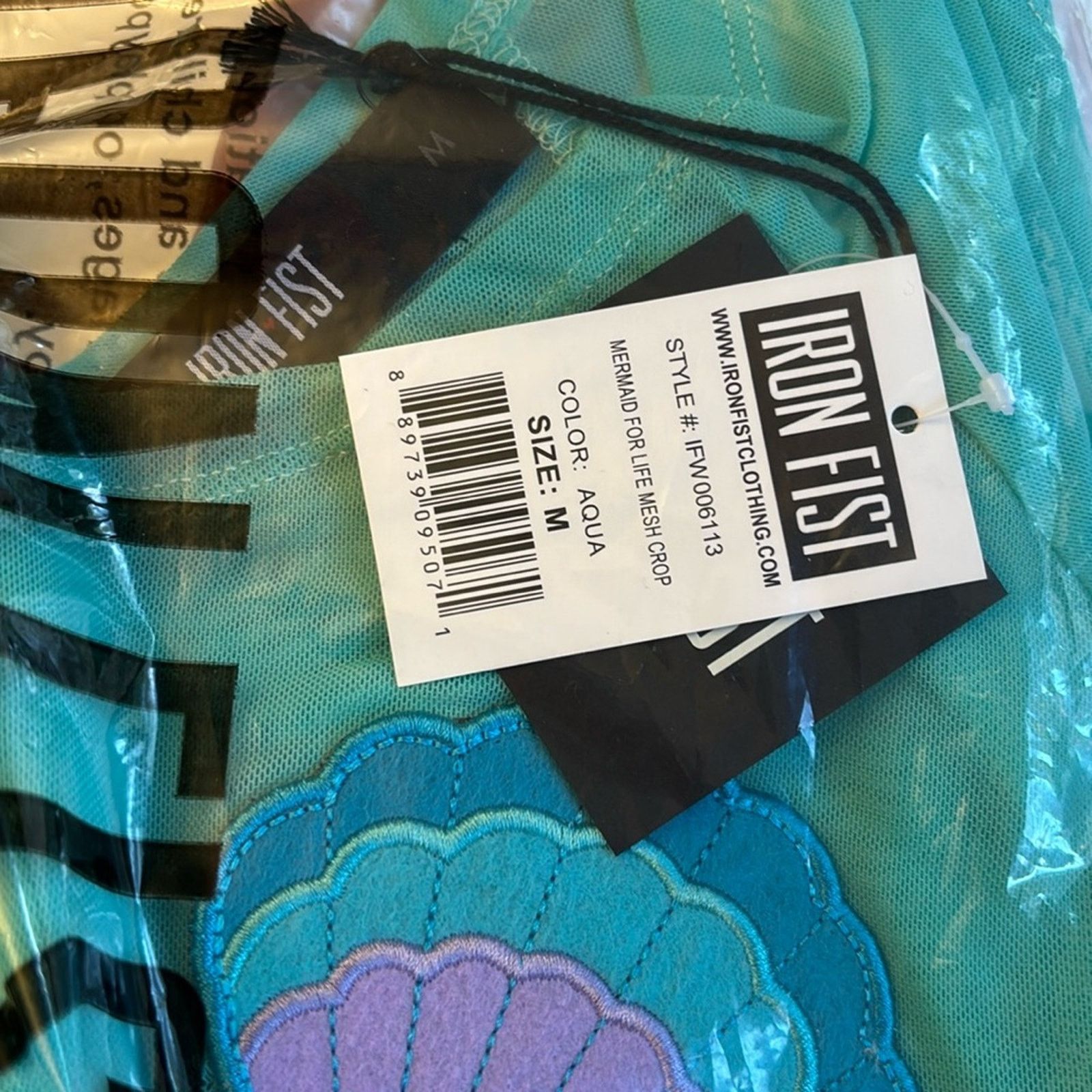 Iron Fist NEW! IRON FIST MERMAID FOR LIFE M Mesh Crop Top Aqua Seashel Size M / US 6-8 / IT 42-44 - 3 Thumbnail