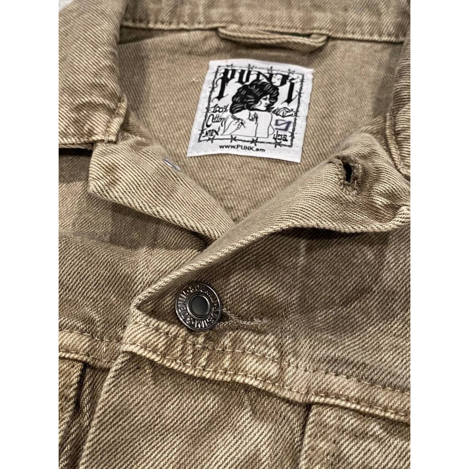 Other PUNK LA Anarchy Camel Distressed Jean Jacket Mosh Metal sz S Size US S / EU 44-46 / 1 - 7 Thumbnail