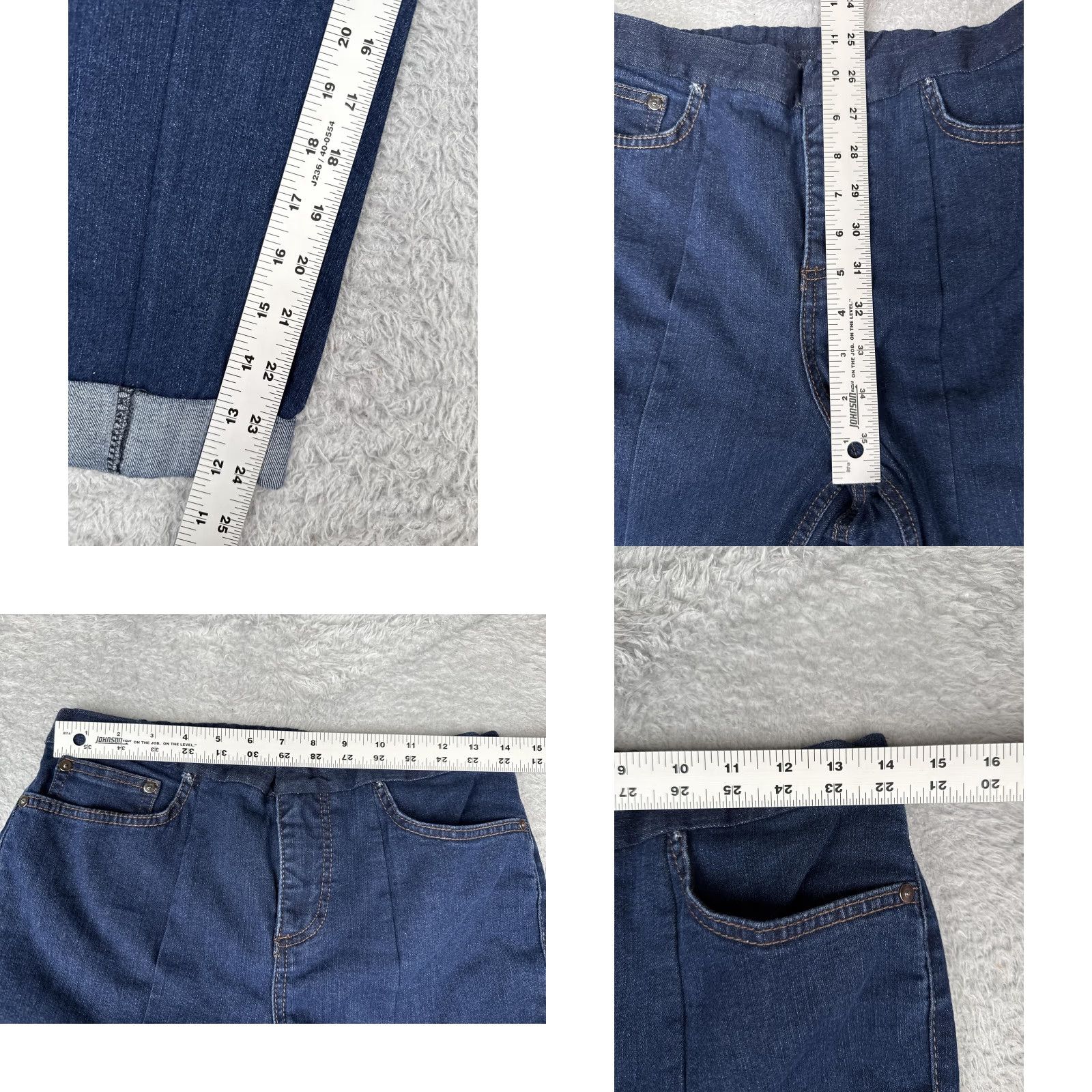 Vintage Unbranded Jeans Women 27x25 Dark Wash Elastic Back Waist Cuffed Ankle Front Seam High Rise Size 27" / US 4 / IT 40 - 8 Thumbnail