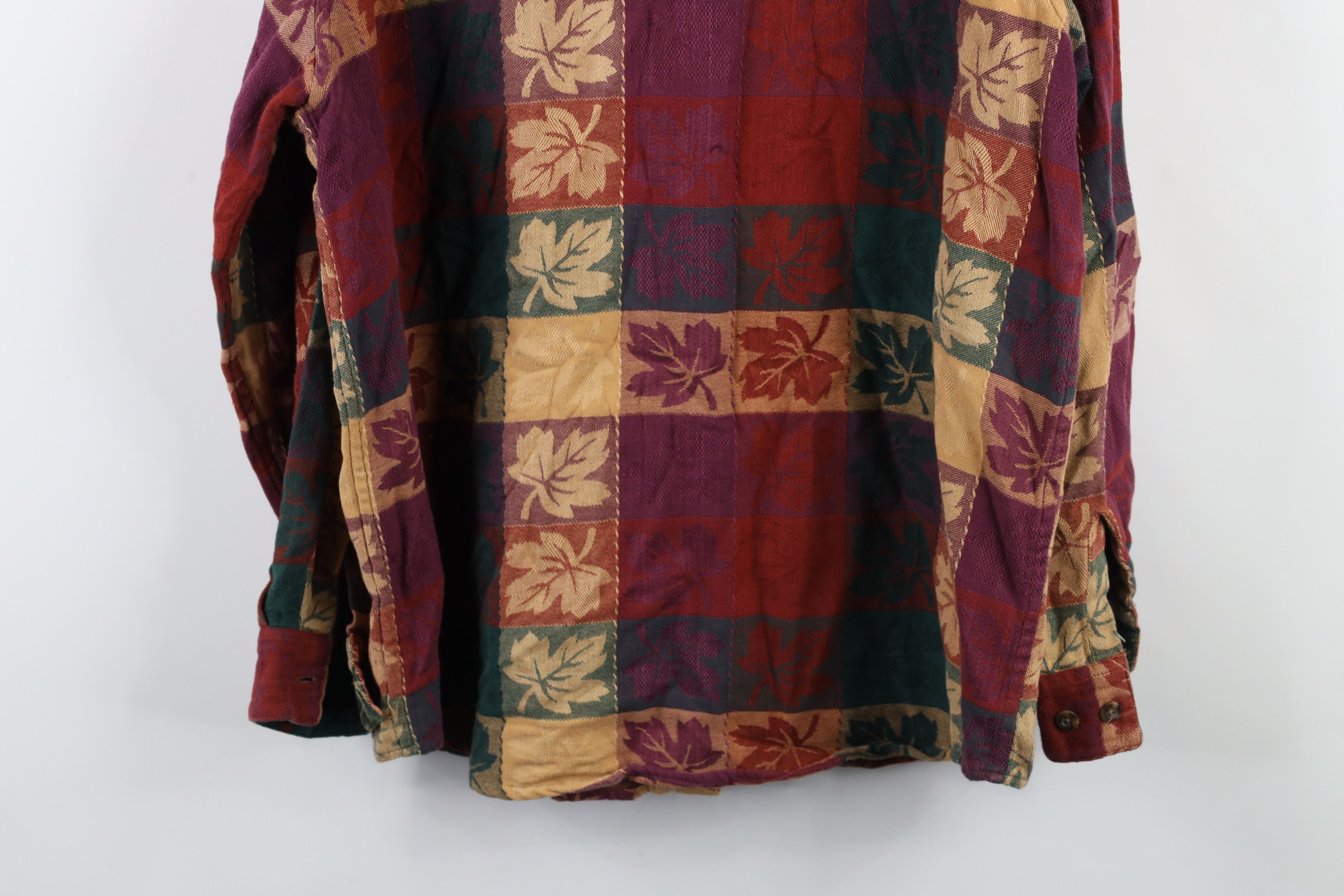 Vintage Vintage 90s Streetwear Checkered Nature Leaf Button Shirt Size XL / US 12-14 / IT 48-50 - 11 Thumbnail