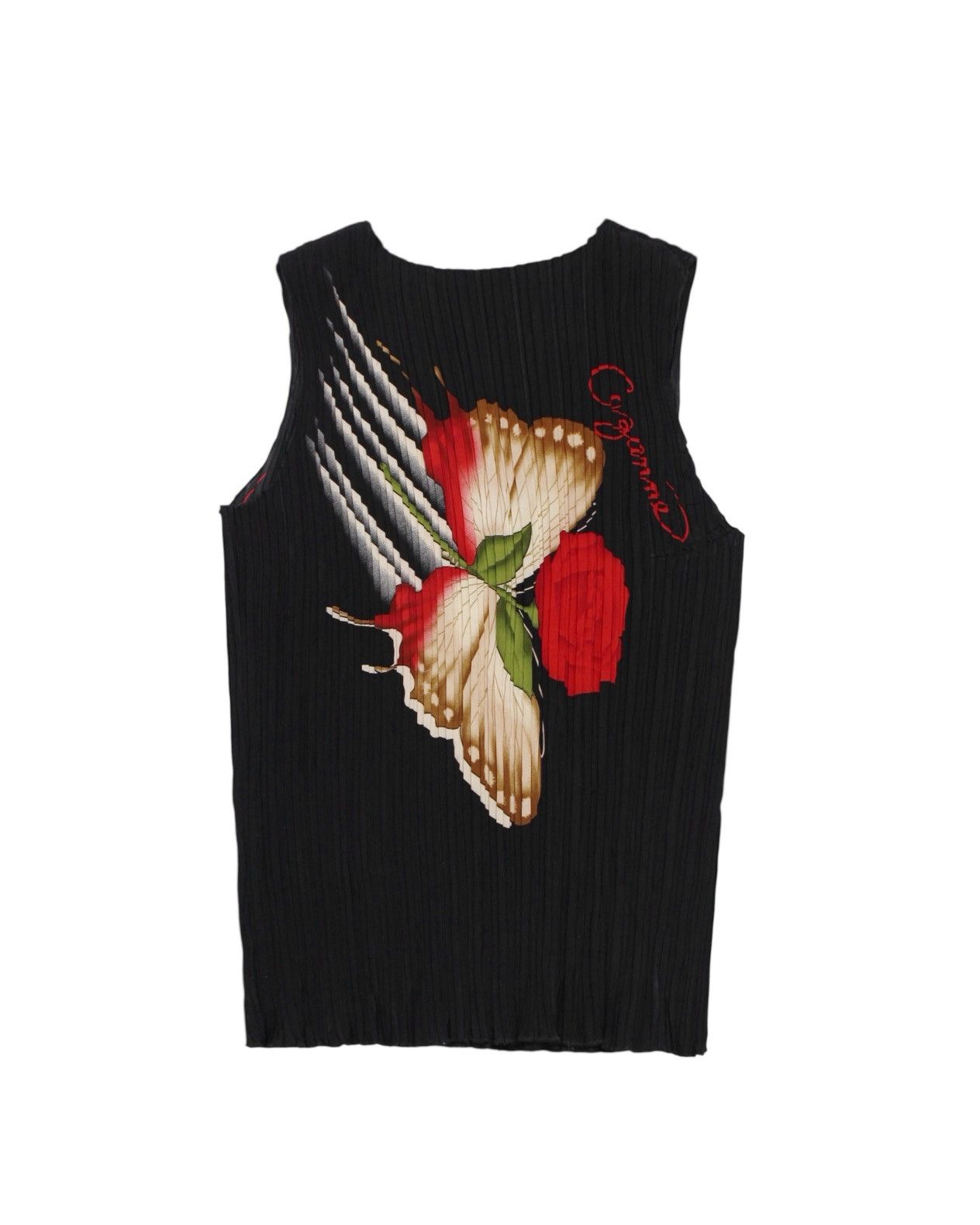 Japanese Brand 2000S JAPANESE MADE PLEATED BUTTERFLY FLORAL PRINT TANK TOP Size M / US 6-8 / IT 42-44 - 2 Thumbnail