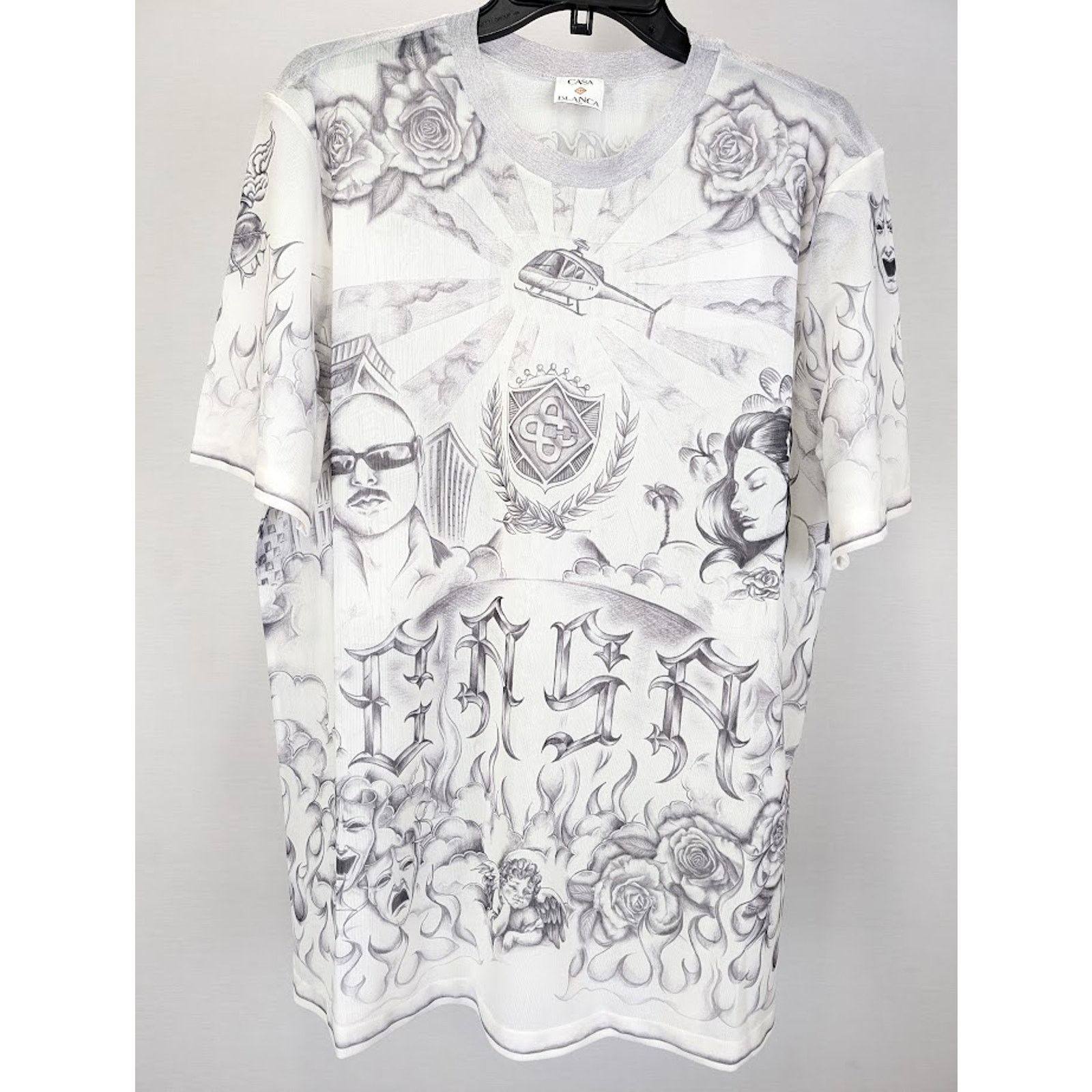 Casablanca o1rshd1 DUP / Printed Crewneck Short Sleeve Mesh Top Tattoo Size US XL / EU 56 / 4 - 2 Thumbnail