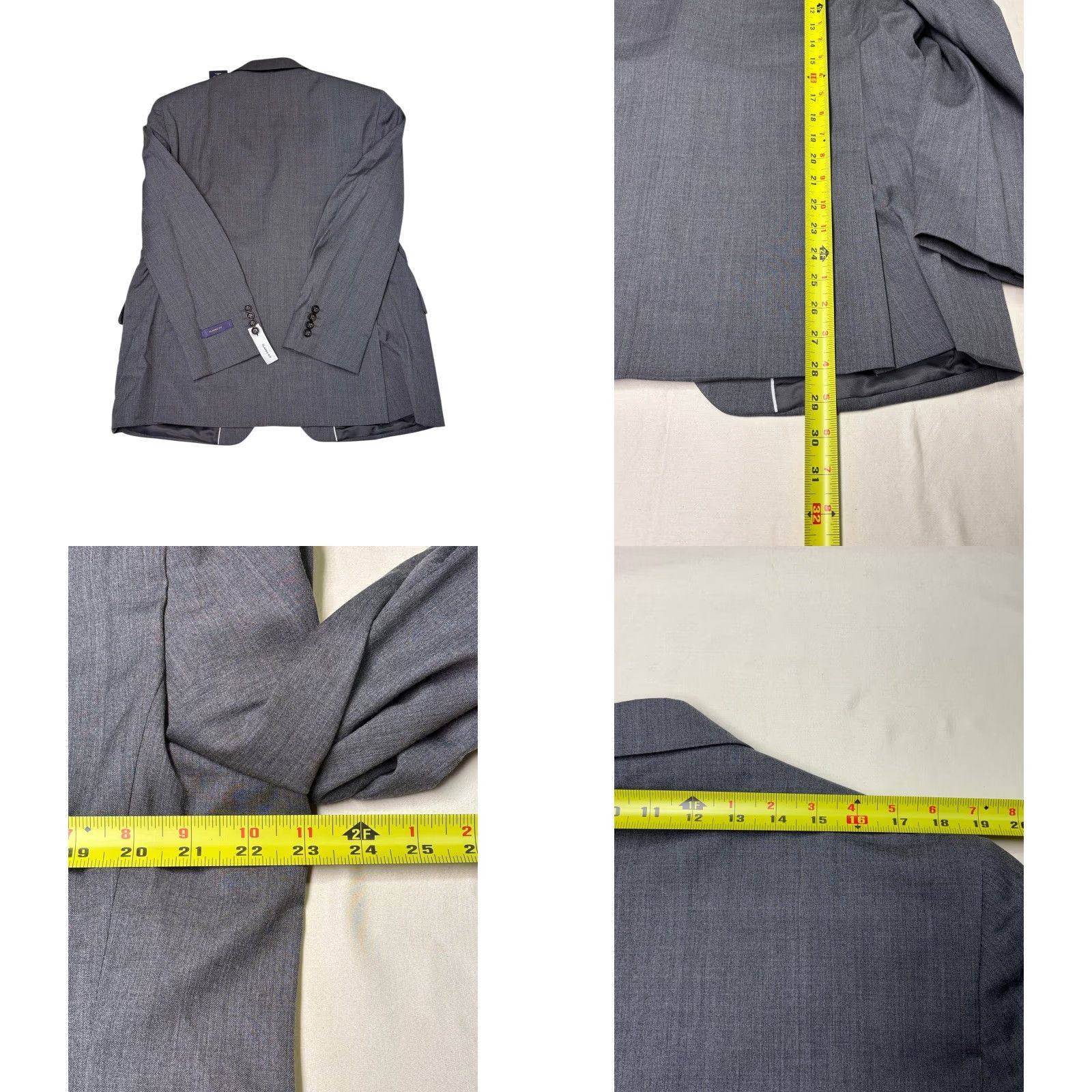 Stafford Stafford Wool Herringbone Suit Jacket Blazer 2 Piece 44 Short Notch Lapel Two-Button Classic Fit Mens Grey Regular Vintage No Size US 44 / EU 60 - 9 Thumbnail