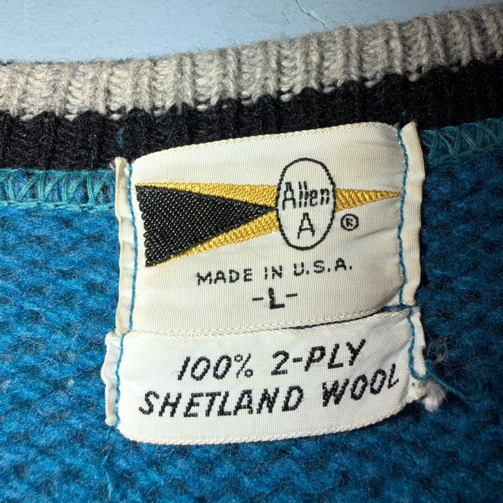 Vintage VTG Allen A 100% Wool Cardigan Sweater Rockabilly 60s 1960s Zip Blue M Mens Size US M / EU 48-50 / 2 - 4 Thumbnail