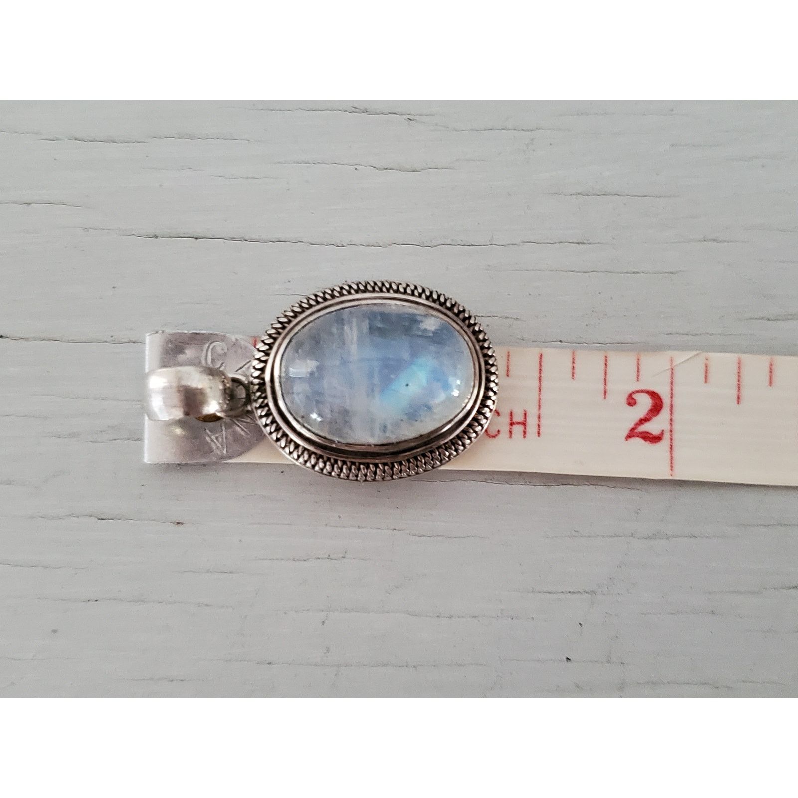 Unknown London Vintage Sterling Silver Oval Moonstone Pendant Size ONE SIZE - 7 Thumbnail