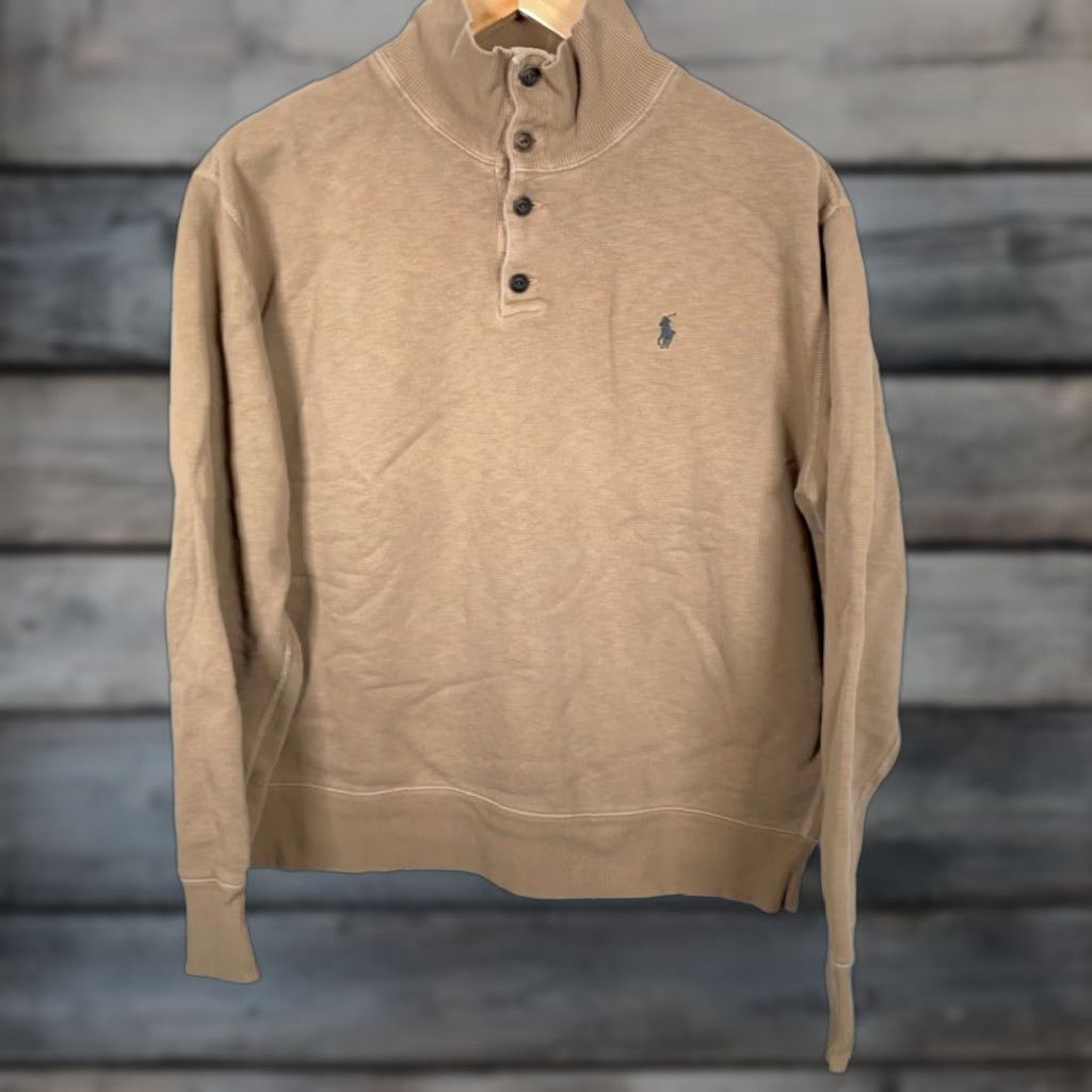 Polo Ralph Lauren Polo Ralph Lauren Sweater Men's XL Light Brown Cotton Mock Neck Henley Size US XL / EU 56 / 4 - 1 Thumbnail