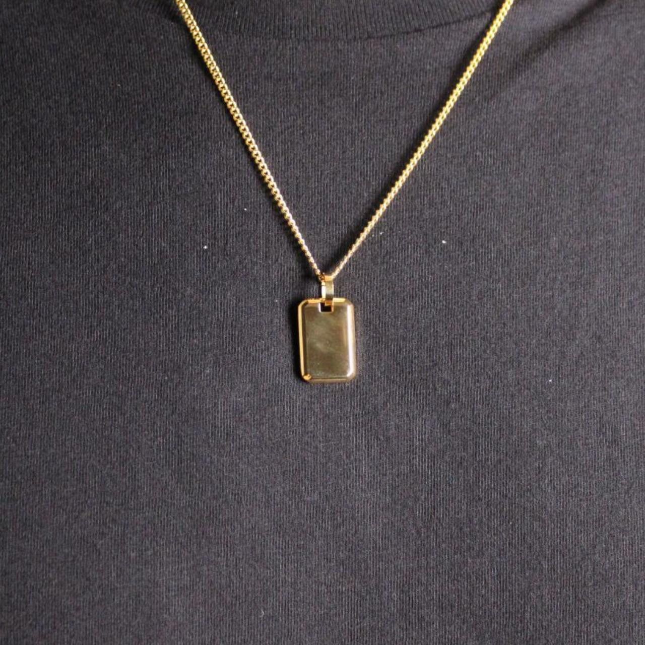 Jewelry Gold Mini Dog Tag Pendant Chain Necklace Size ONE SIZE - 1 Thumbnail