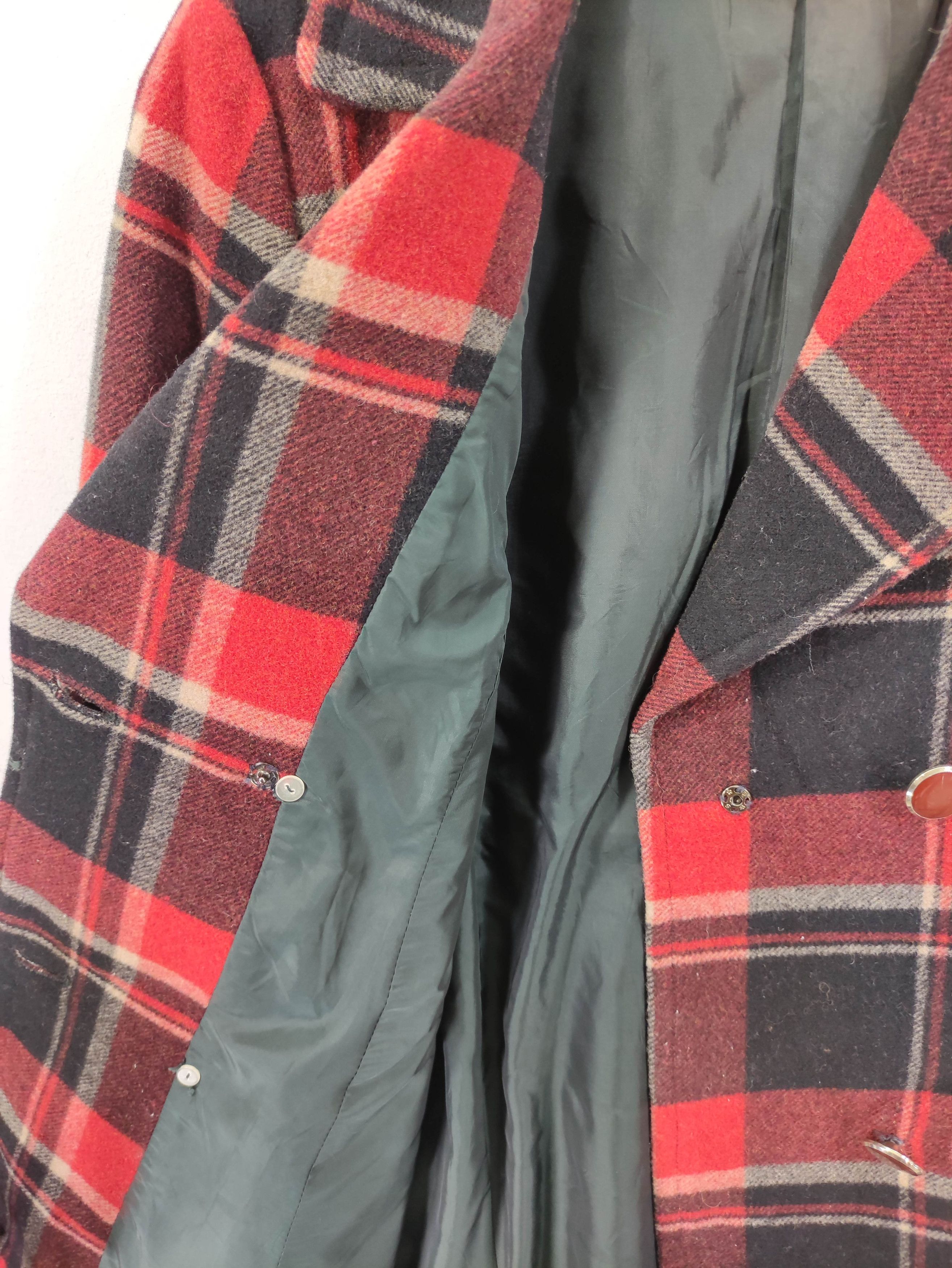 Japanese Brand Vintage Wool Blend Plaid Double Brusted Bon Check Size S / US 4 / IT 40 - 3 Thumbnail