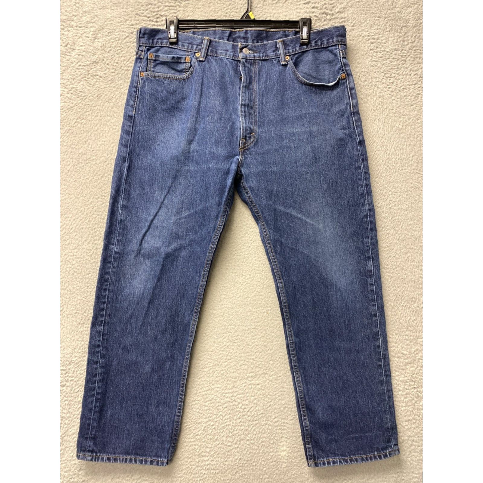 Levi's Levi's 505 Men's Regular Straight Jeans 40x30 Dark Wash Blue Denim Zip Closure 5-Pocket Logo Regular Rise Inseam 30” Mens Size US 40 / EU 56 - 2 Thumbnail