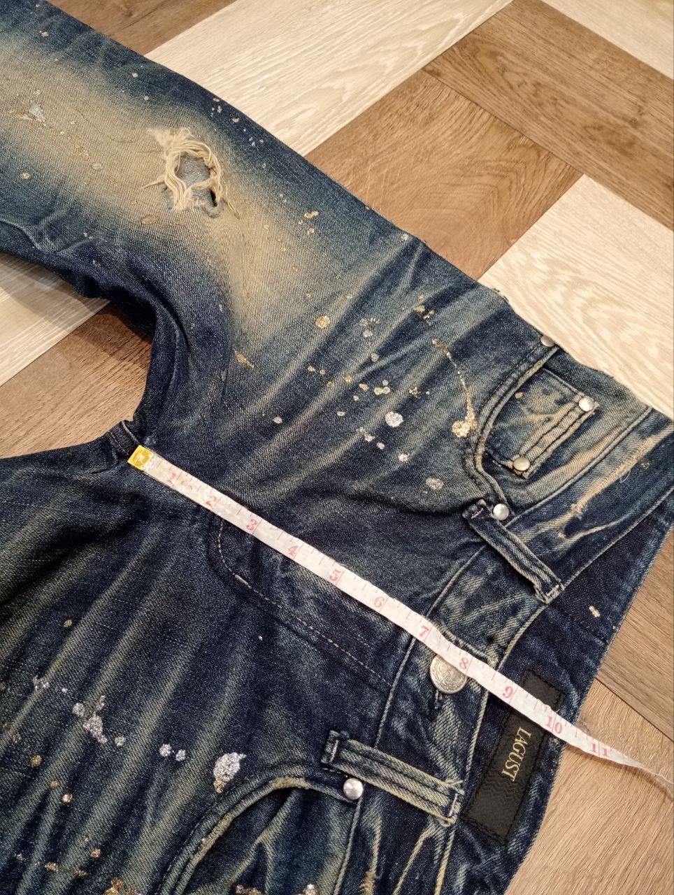 Japanese Brand LAGUST BLUE DISTRESSED ANKLE ZIP FLARED JEANS Size US 33 - 14 Thumbnail