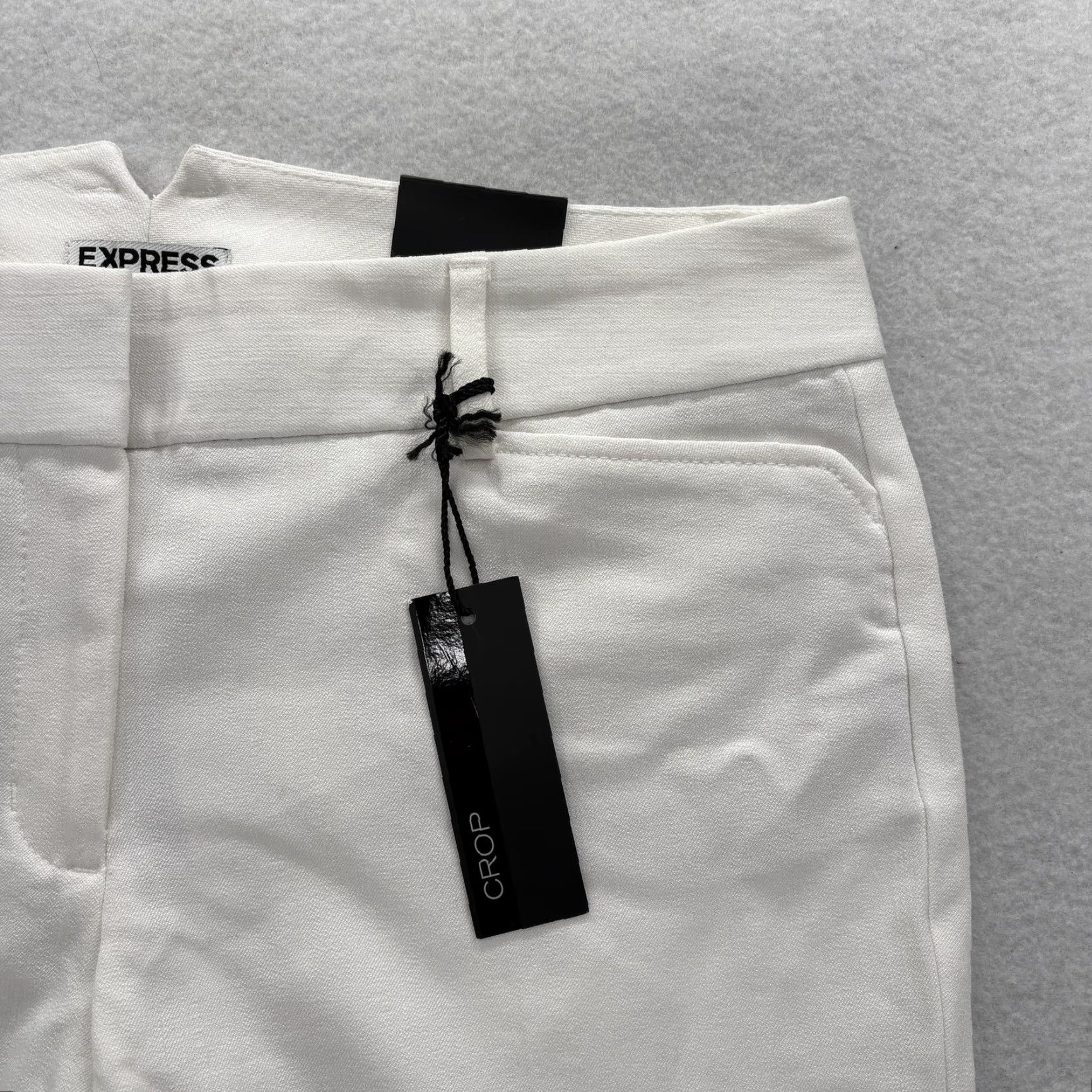 Express VINTAGE EXPRESS Crop Dress Pants Womens 6 White Straight Leg Twill Stretch NWT Size 28" / US 6 / IT 42 - 3 Thumbnail