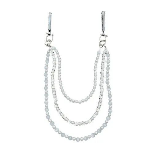 Jewelry White Beaded Wallet Chain Accessory for Jeans, Layered Style Size ONE SIZE - 5 Thumbnail
