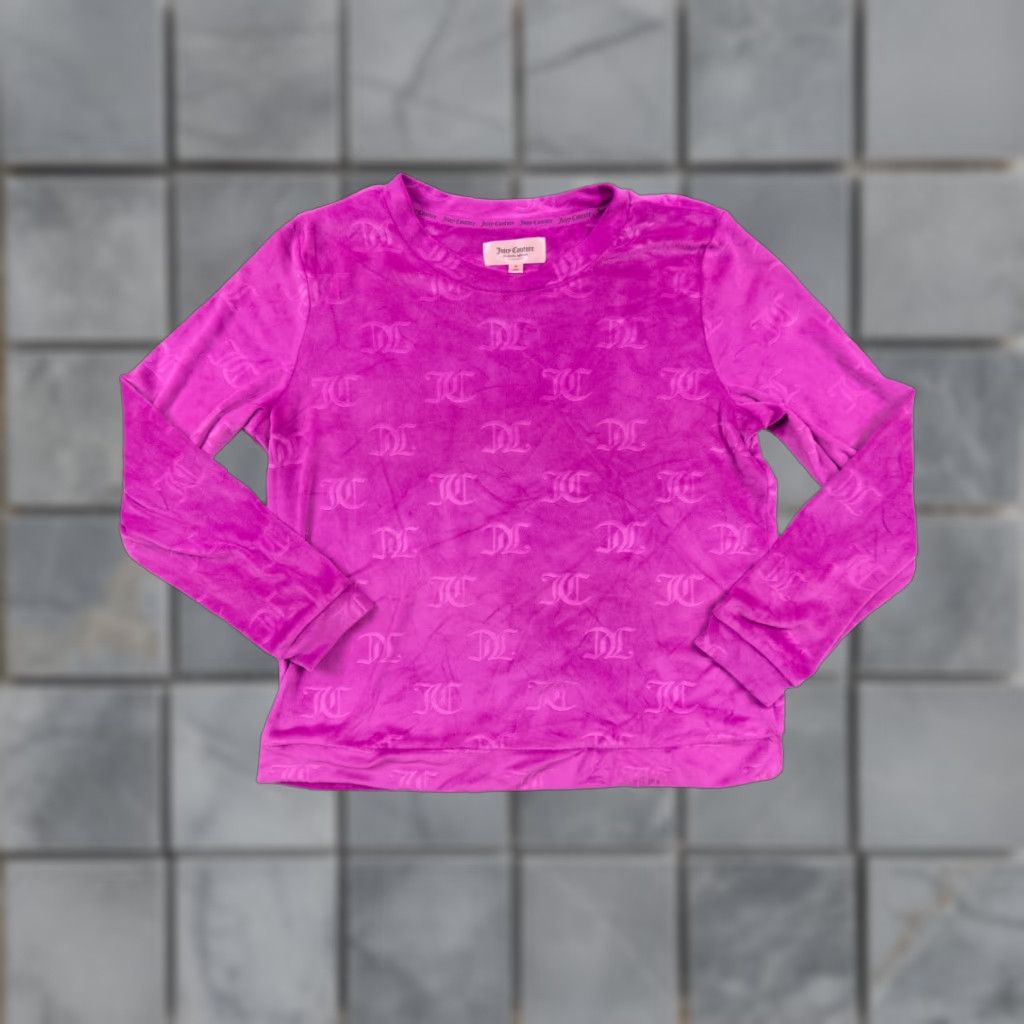 Juicy Couture Juicy Couture Women's Long Sleeve Top Velour Pink Sleepwear Lounge Tee M Pink Velour Logo Casual Regular Fit 90s? Size M / US 6-8 / IT 42-44 - 1 Thumbnail