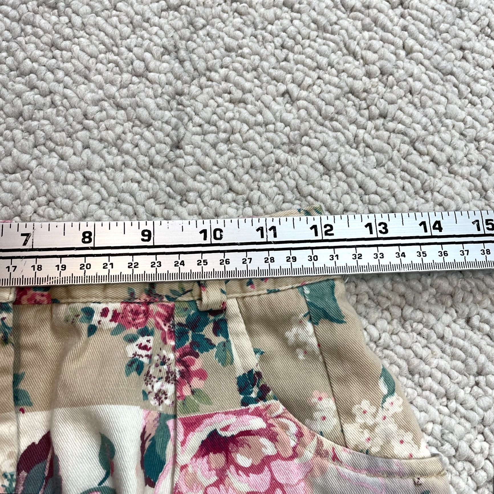Vintage VINTAGE Carroll Reed Skirt Womens 6 Beige Floral Knee Length Cotton Pockets Size 28" / US 6 / IT 42 - 5 Thumbnail