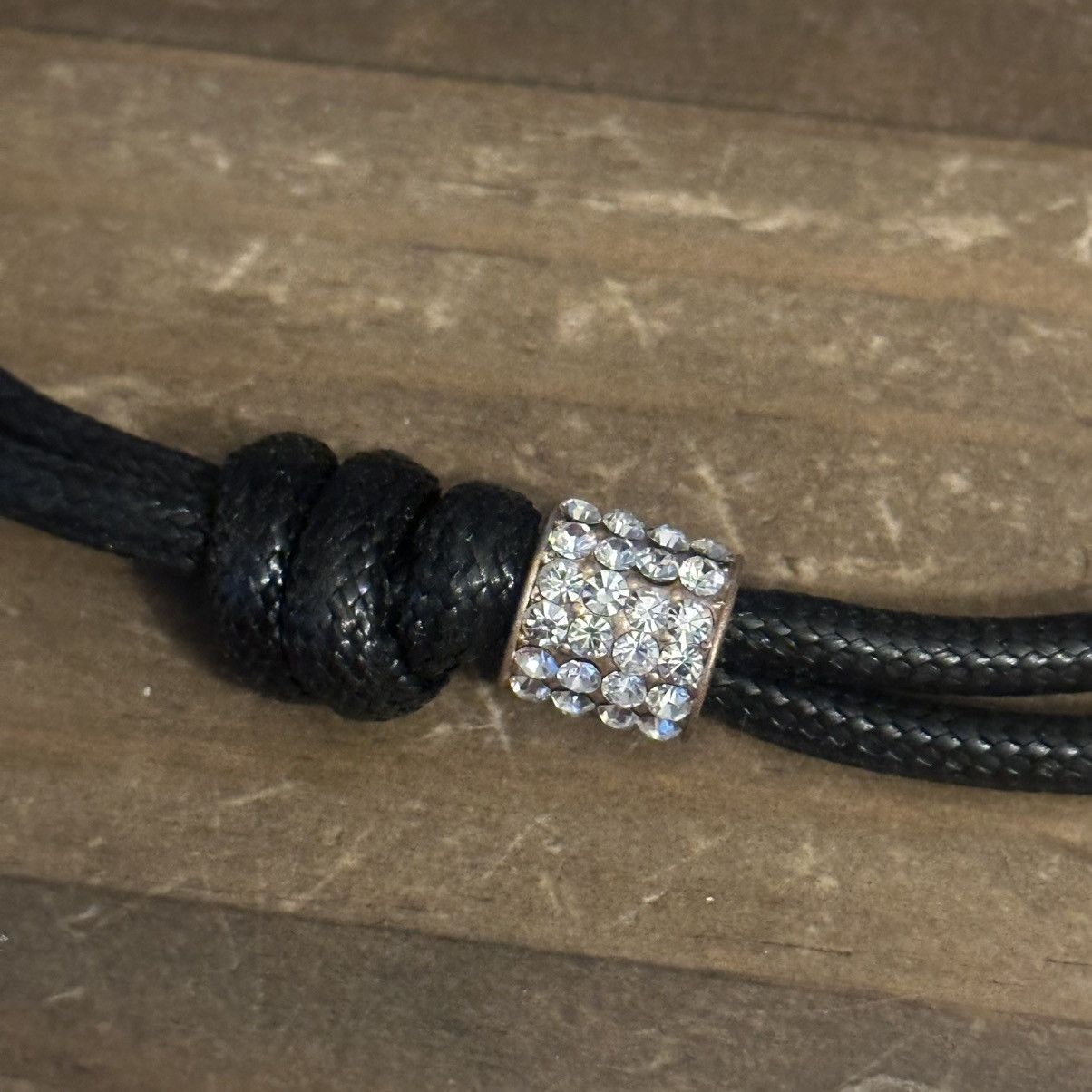 Vintage Vintage waxed cord rhinestone lariat necklace Size ONE SIZE - 3 Thumbnail