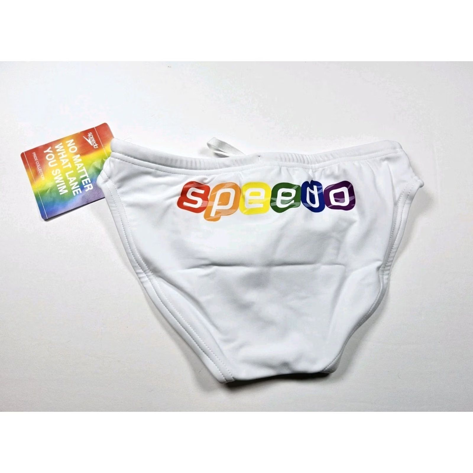 Speedo Speedo Swim Brief Swimsuit Eco Powerflex Pride Collection White Rainbow Mens Size 28 Size US 28 / EU 44 - 3 Thumbnail