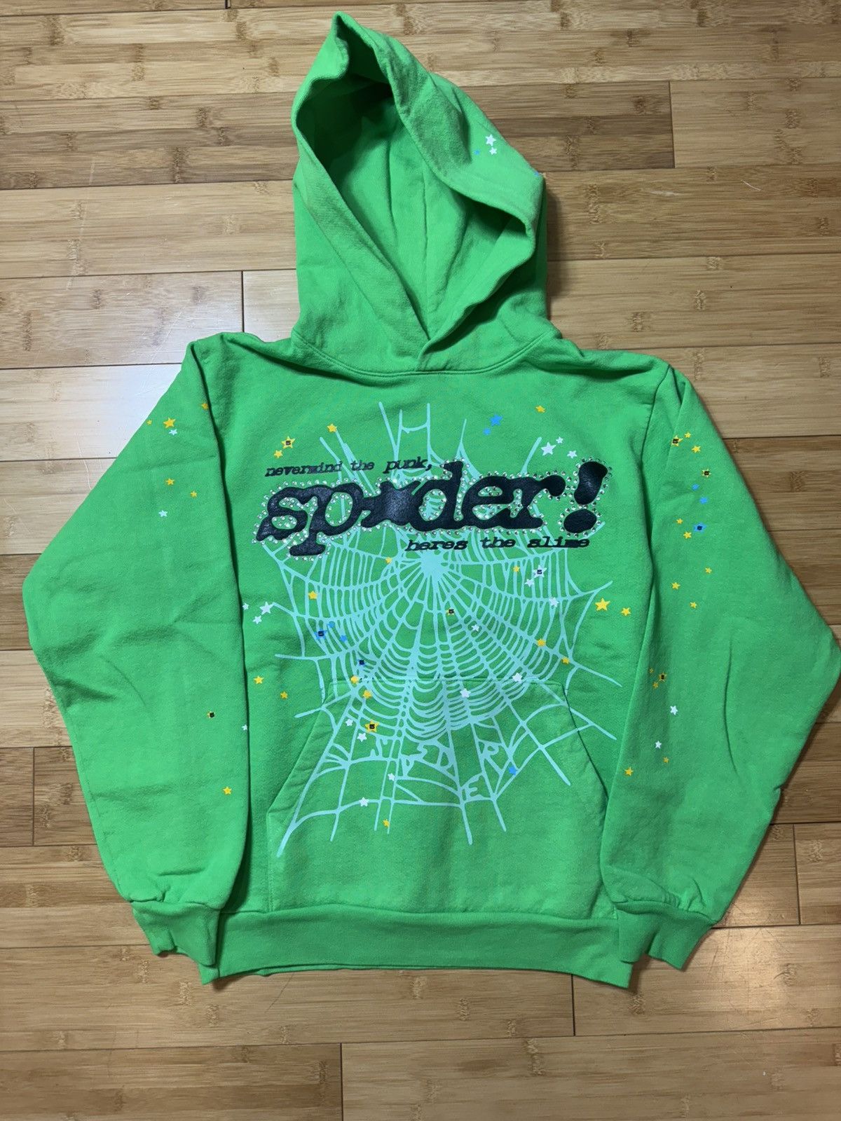 Sp5der SP5DER RHINESTONE PUNK V2 HOODIE GREEN - SIZE S Size US S / EU 44-46 / 1 - 1 Thumbnail