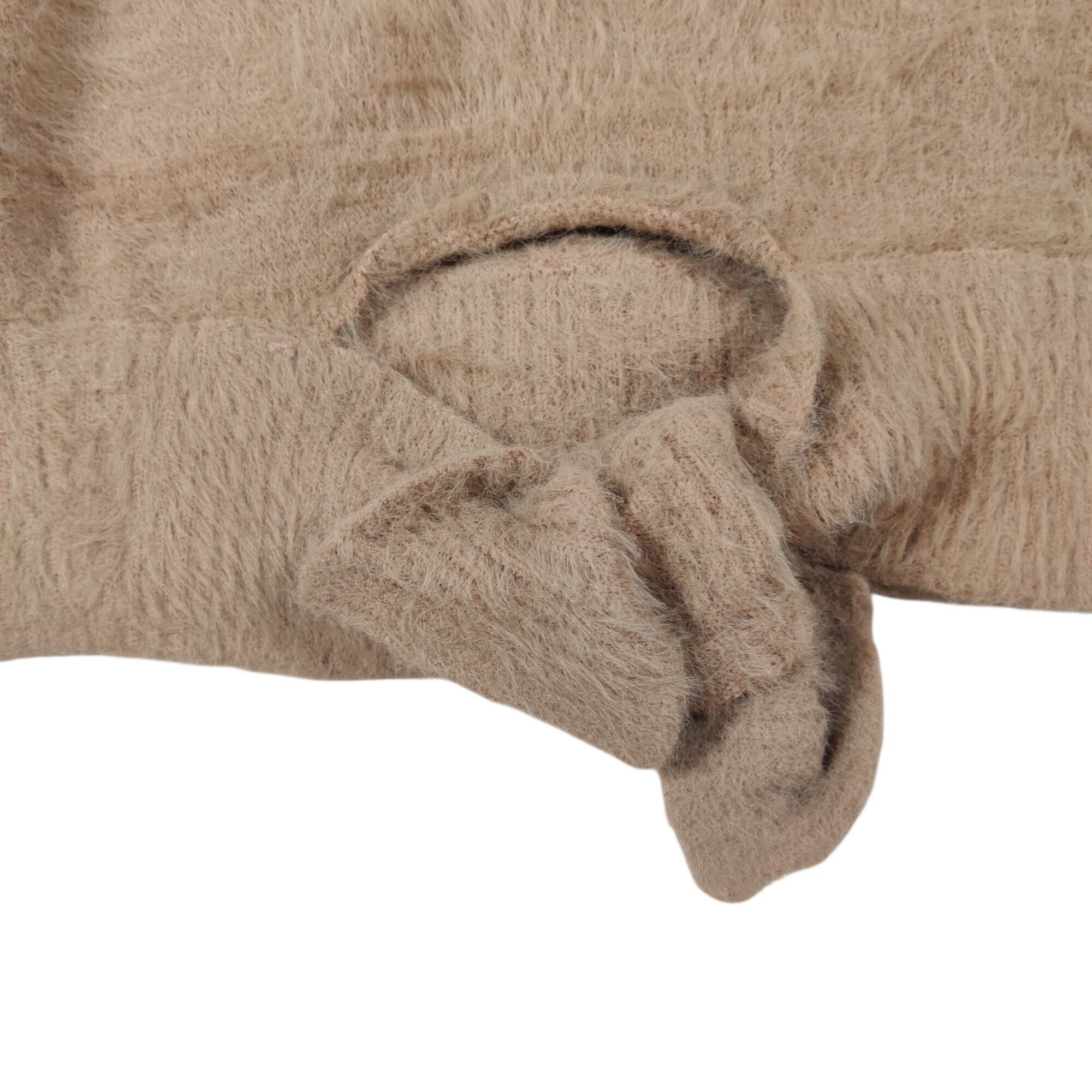 Fashion Nova Fashion Nova Fuzzy Mock Neck Crop Sweater S Tan Tie Front Mi Size S / US 4 / IT 40 - 5 Thumbnail