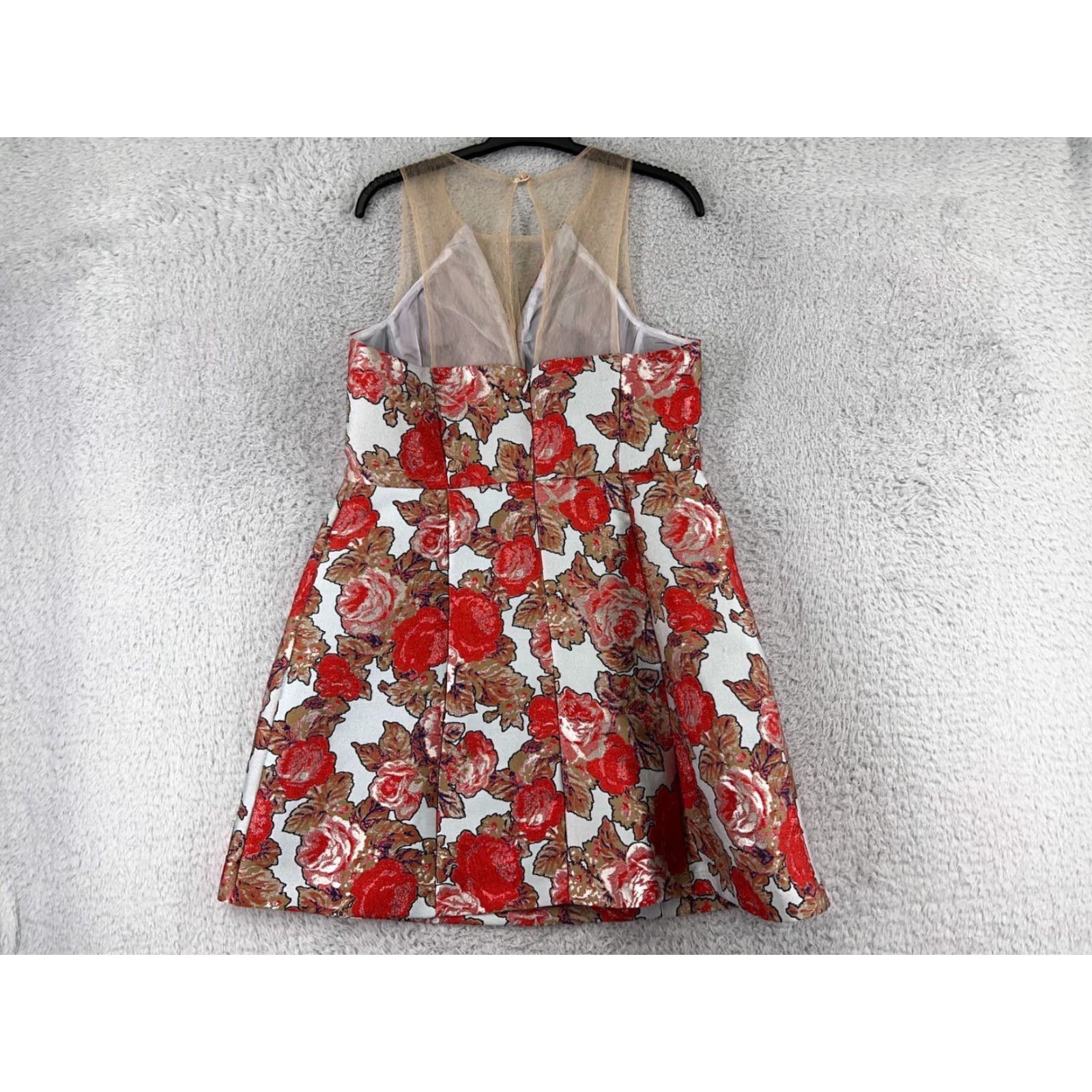 Topshop Top Shop Dress Womens 10 Red Floral Sleeveless V-Neck Mini Polyester Blend Botton, Ruffle Casual Party/Cocktail Size L / US 10 / IT 46 - 2 Thumbnail