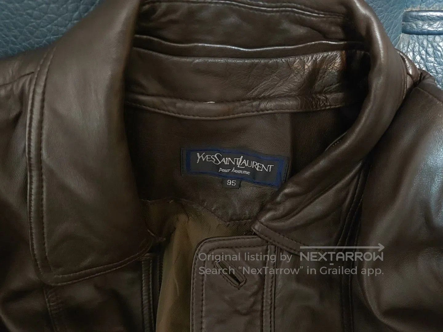 Saint Laurent Paris YSL Vintage Brown Men's Leather Jacket. Size US L / EU 52-54 / 3 - 2 Thumbnail