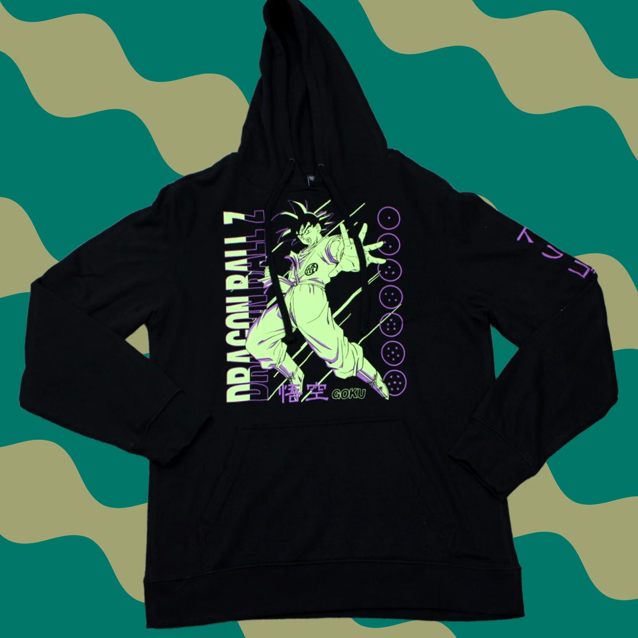 Vintage Dragonball Z Hoodie Mens Medium Black/Yellow GOKU Cotton/Poly Hooded Sweatshirt Size US M / EU 48-50 / 2 - 1 Thumbnail
