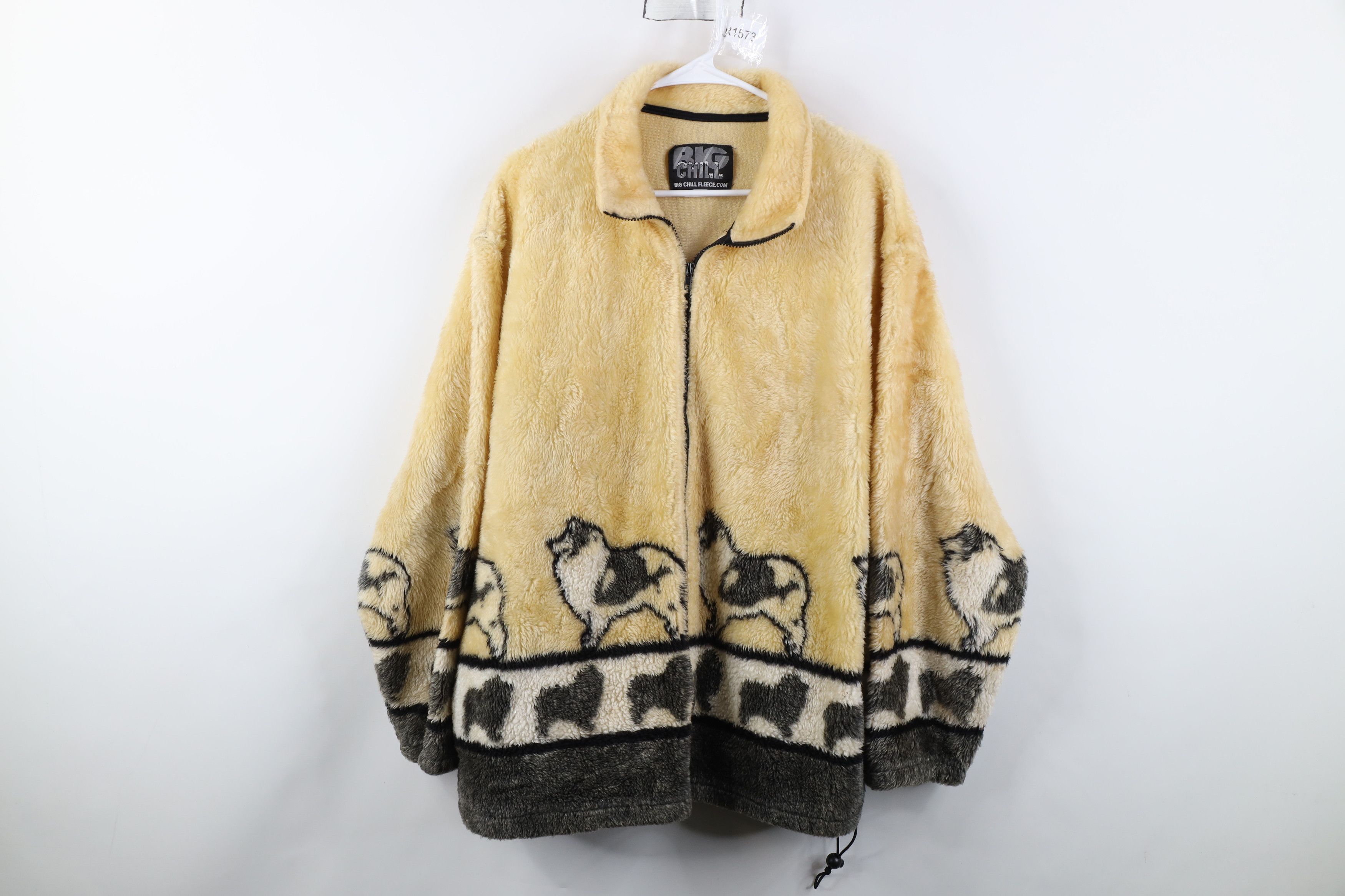 Vintage Vintage 90s Y2K Streetwear Dog All Over Print Fleece Jacket Size XXL / US 16-18 / IT 52-54 - 1 Thumbnail