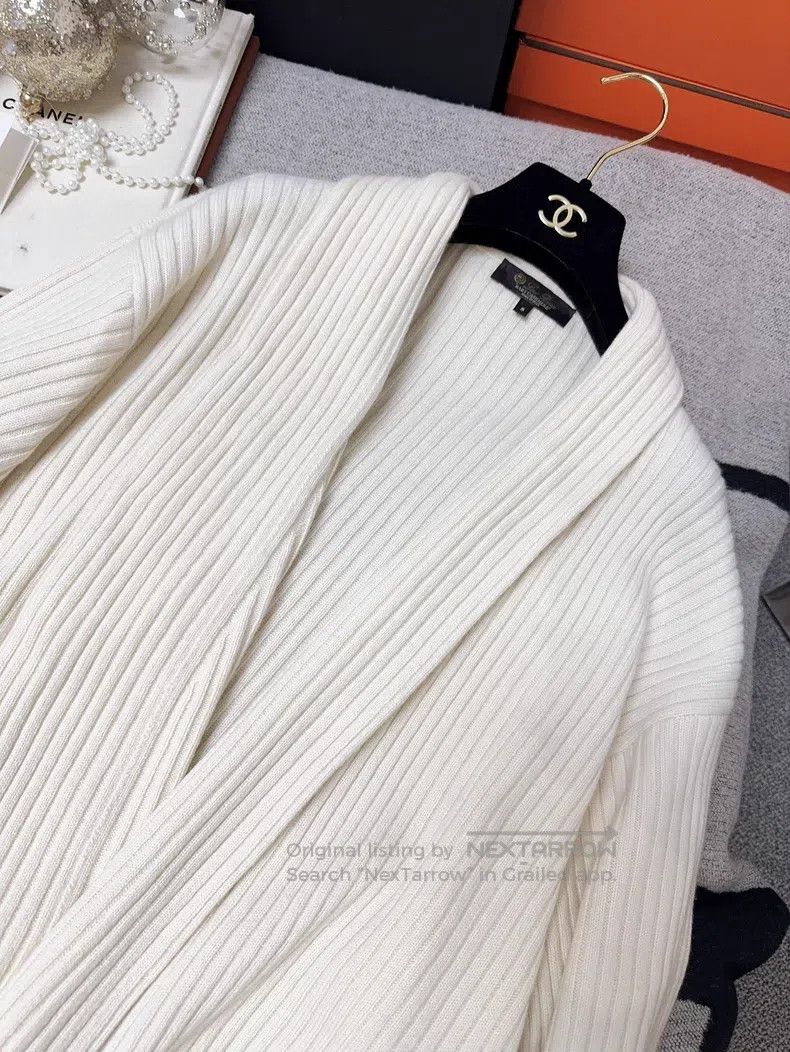 Loro Piana Loro Piana Beige Ribbed Mid-Length Knit Cardigan Jacket Size S / US 4 / IT 40 - 4 Thumbnail