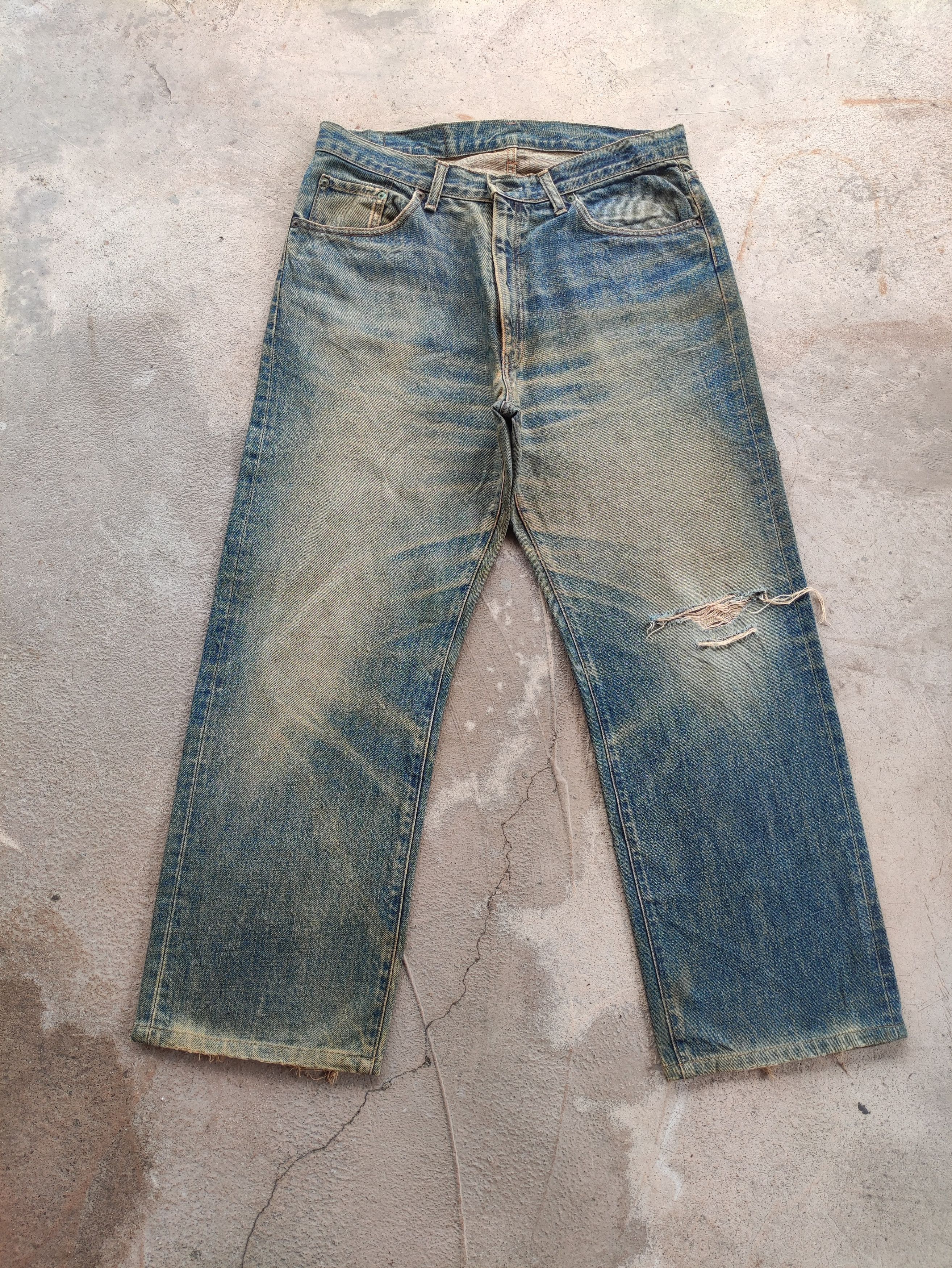 Japanese Brand Vintage GL Heart Japanese Baggy Rusty Distressed Faded Denim Size US 36 / EU 52 - 1 Thumbnail