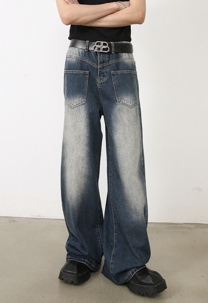 Japanese Brand × Jean Loose straight men's washed pocket work jeans Size US 32 / EU 48 - 2 Thumbnail