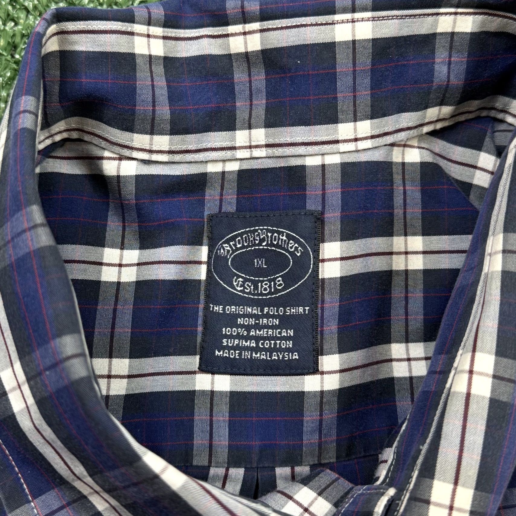 Brooks Brothers BROOKS BROTHERS Button-Up Shirt Men 1XL Blue Plaid Long Sleeve Casual Business Read Size US XL / EU 56 / 4 - 2 Thumbnail