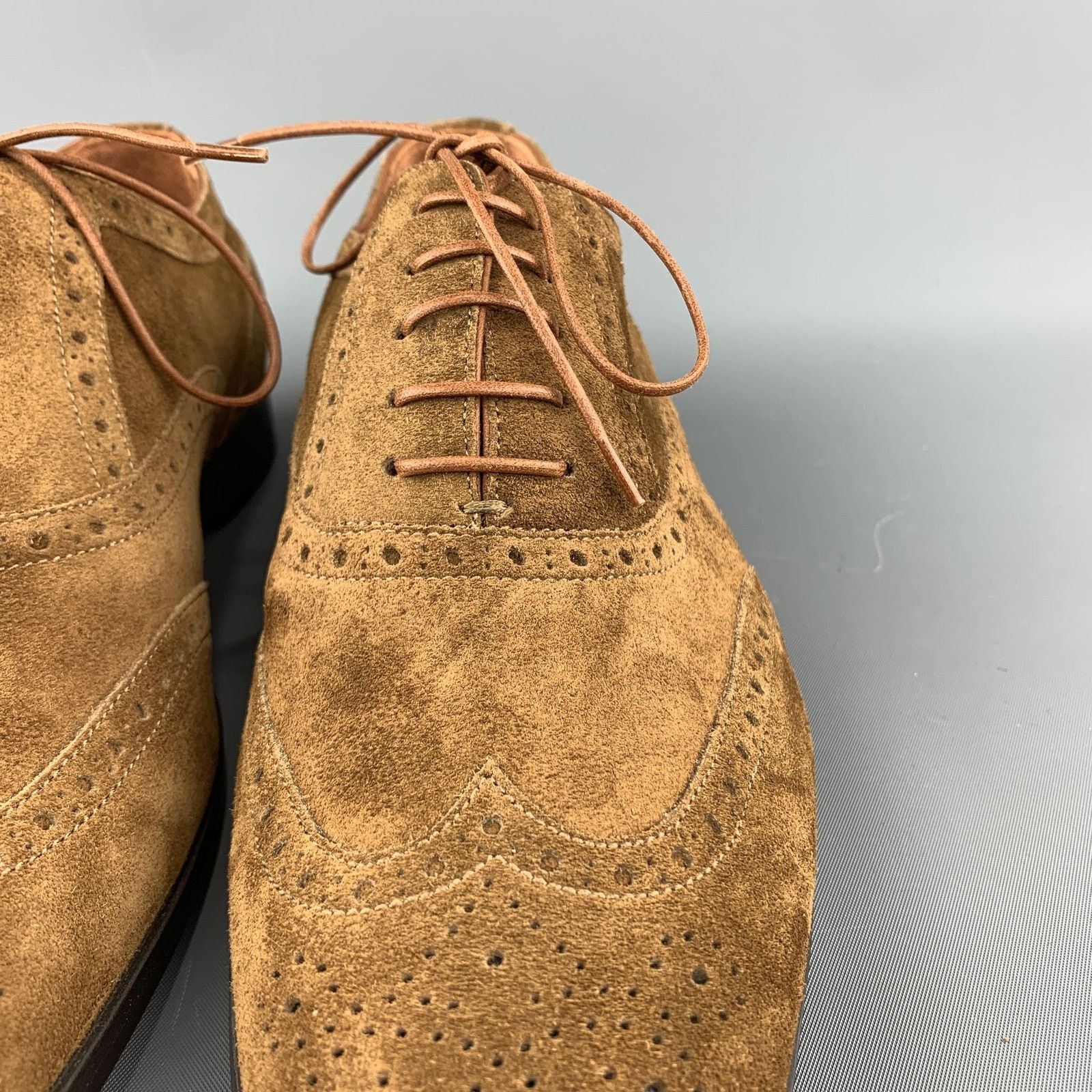 Ralph Lauren RALPH LAUREN Brown Perforated Suede Wingtip Lace Up Shoes Size US 8 / EU 41 - 5 Thumbnail