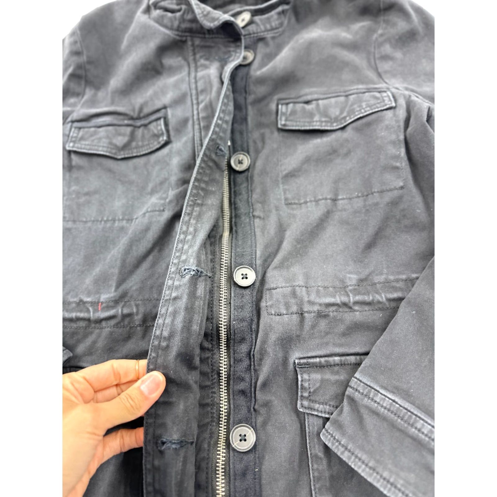 Lucky Brand Lucky Brand Women's Jacket Small Blue Utility Pocket Casual Fall Winter Long Sleeve Button Outerwear Size S / US 4 / IT 40 - 3 Thumbnail