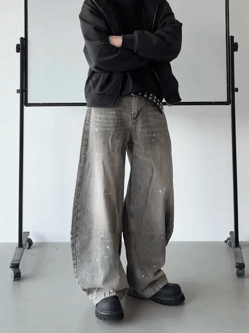 VIBE Paint Splatter Wide Leg Jeans Size US 30 / EU 46 - 6 Thumbnail