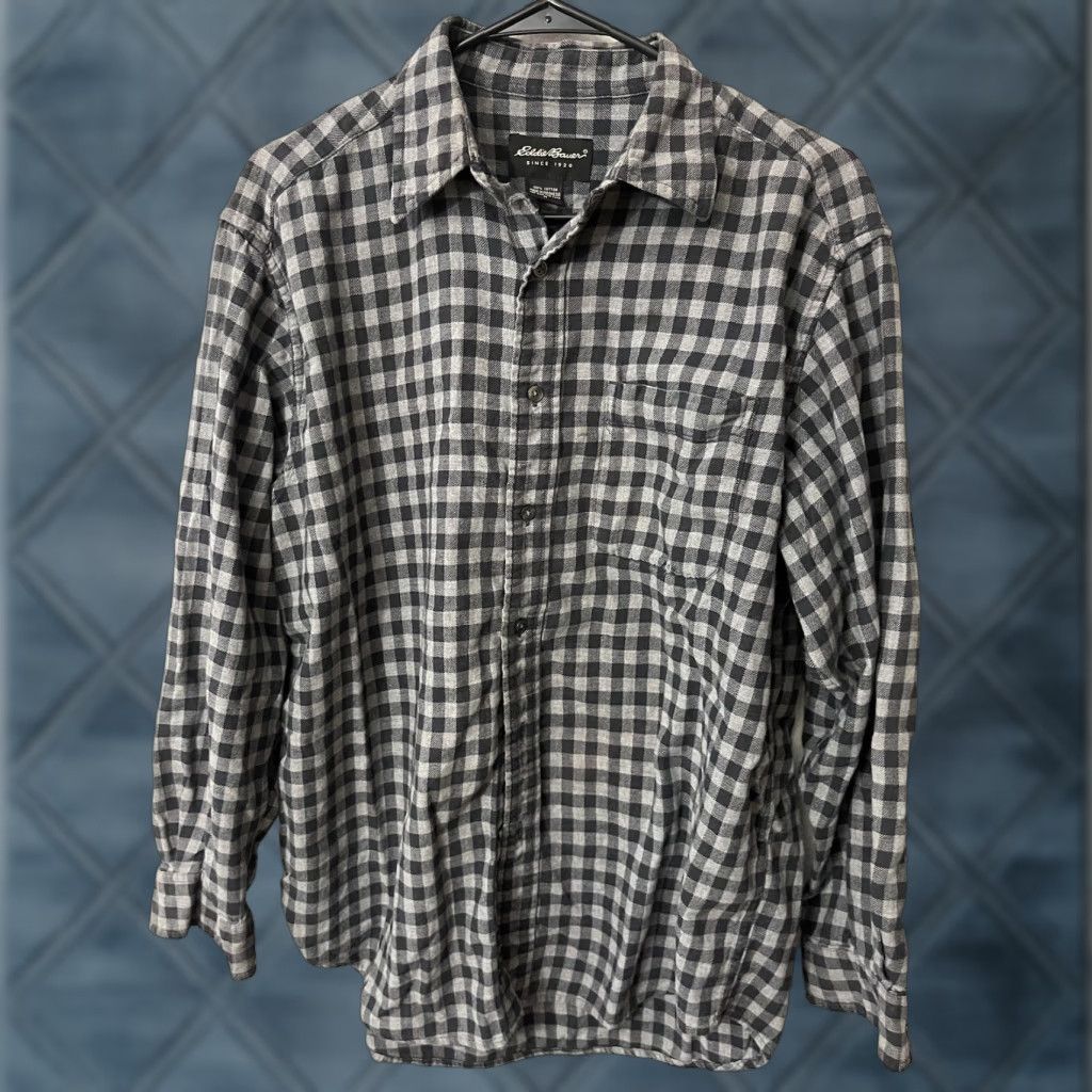 Eddie Bauer VINTAGE Eddie Bauer Relaxed fit Mens L Gray & Black Plaid Check Button Down Shirt Vinatg Size US L / EU 52-54 / 3 - 1 Thumbnail