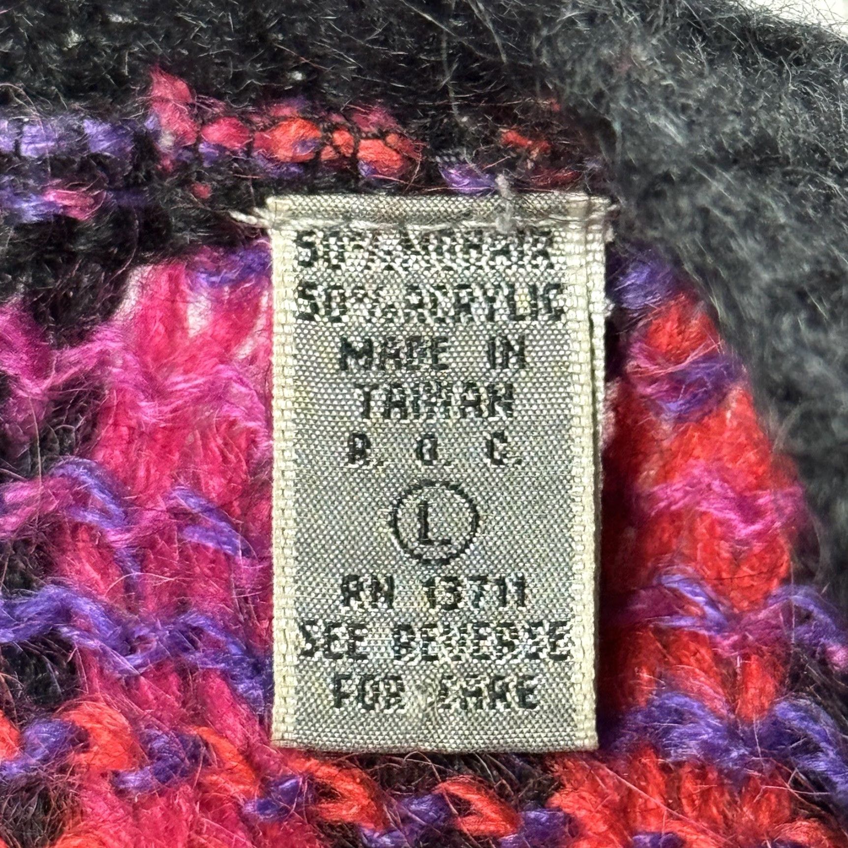 Vintage VINTAGE Amanda Smith ECLECTIC Cardigan Women L Pink Blue Black 4-Pocket Mohair Knit Pockets 90s Size L / US 10 / IT 46 - 4 Thumbnail