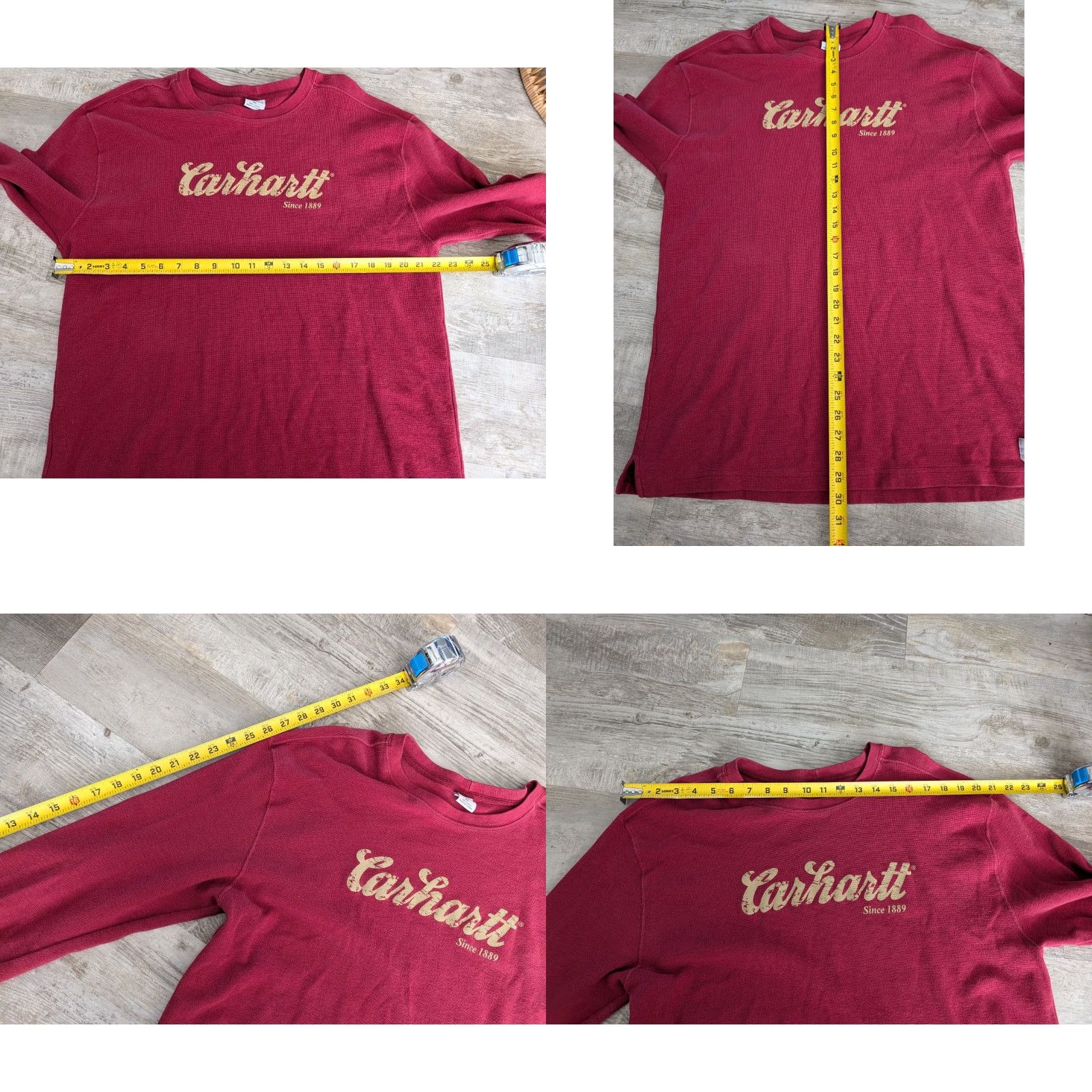 Carhartt Carhartt Long Sleeve Thermal Shirt Mens XL Waffle Knit Burgundy Size US XL / EU 56 / 4 - 8 Thumbnail