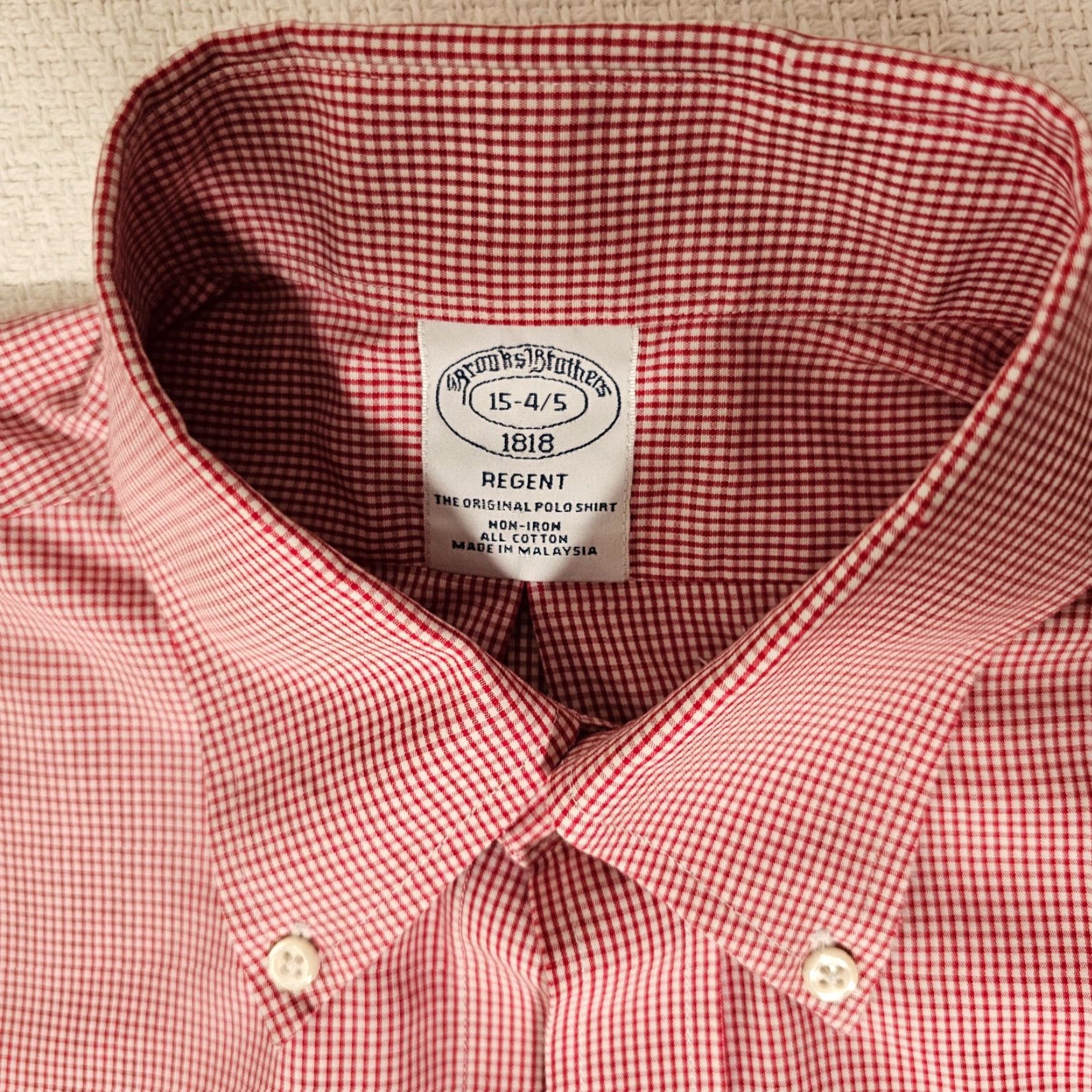 Brooks Brothers Brooks Brothers Men’s Dress Shirt Regent Fit Long Sleeve Button-Down 15 Red Checks Non-Iron 15 in Neck Mens Regular Shirt Size US M / EU 48-50 / 2 - 2 Thumbnail