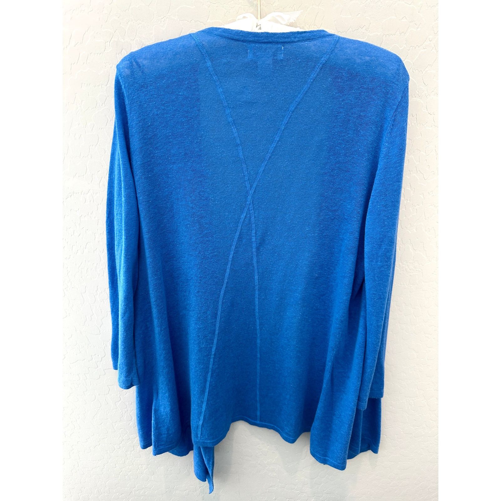 Other KENAR | Blue Linen Lightweight Open Front Waterfall Cardigan Size L / US 10 / IT 46 - 5 Thumbnail