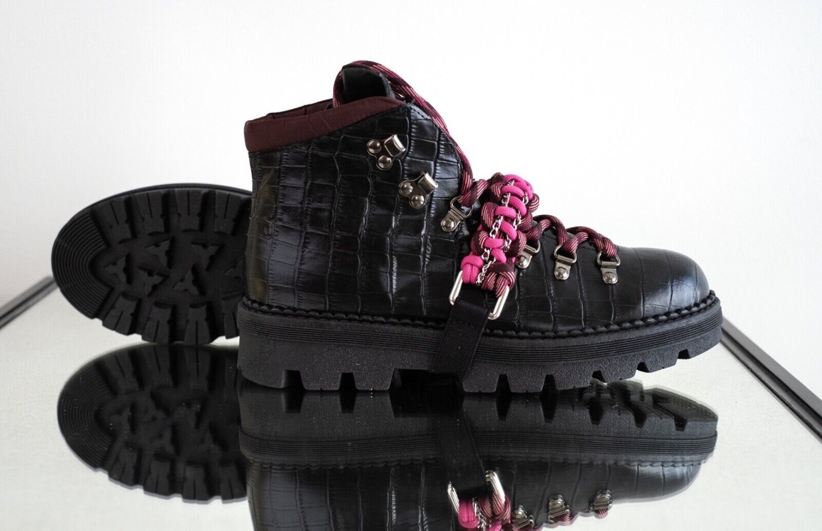 Pinko PINKO Zenzero Black Fuchsia Combat Boot Women New Size 38/8 Size US 8 / IT 38 - 11 Thumbnail