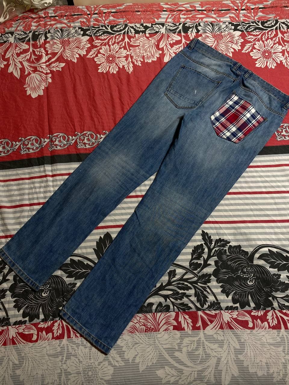 Japanese Brand 💥Vintage Distressed Washed Painted Flared Crash Denim Pants Size US 34 / EU 50 - 13 Thumbnail