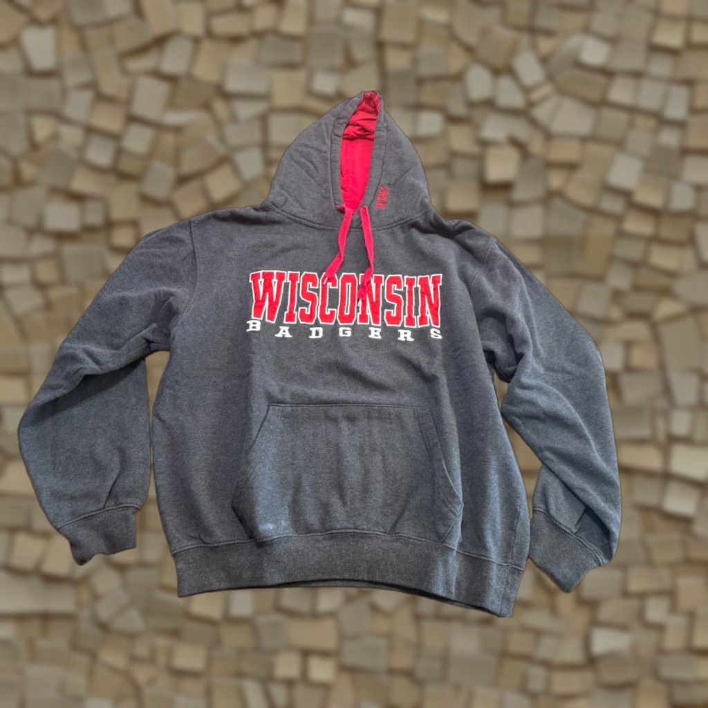 Vintage Stadium Athletics Hoodie Men's Large Gray Wisconsin Badgers Sweatshirt Size US L / EU 52-54 / 3 - 1 Thumbnail