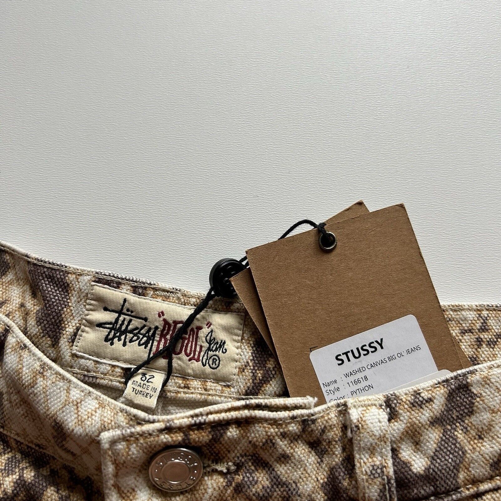 Stussy × Vintage Stussy Washed Canvas Big Ol' Jeans Python Print Size 32 Rare Size US 32 / EU 48 - 7 Thumbnail