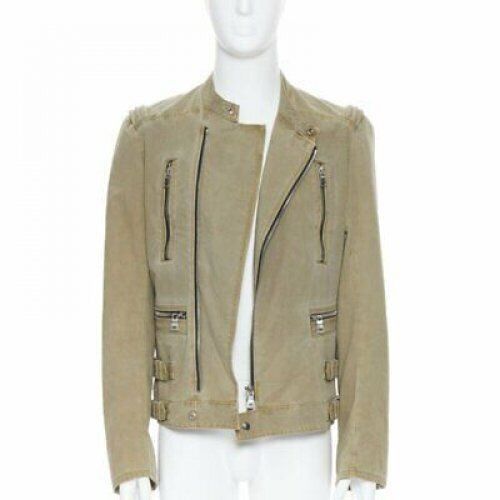 Balmain BALMAIN gridwork asymmetric zip biker jacket Size US L / EU 52-54 / 3 - 1 Thumbnail
