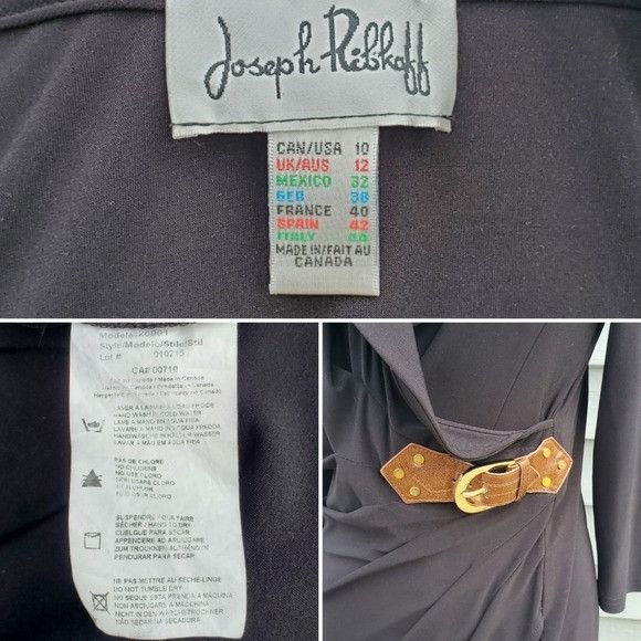 Joseph Ribkoff Vintage 90s y2k Joseph Ribkoff Black Slinky Stretchy Belted Size L / US 10 / IT 46 - 3 Thumbnail