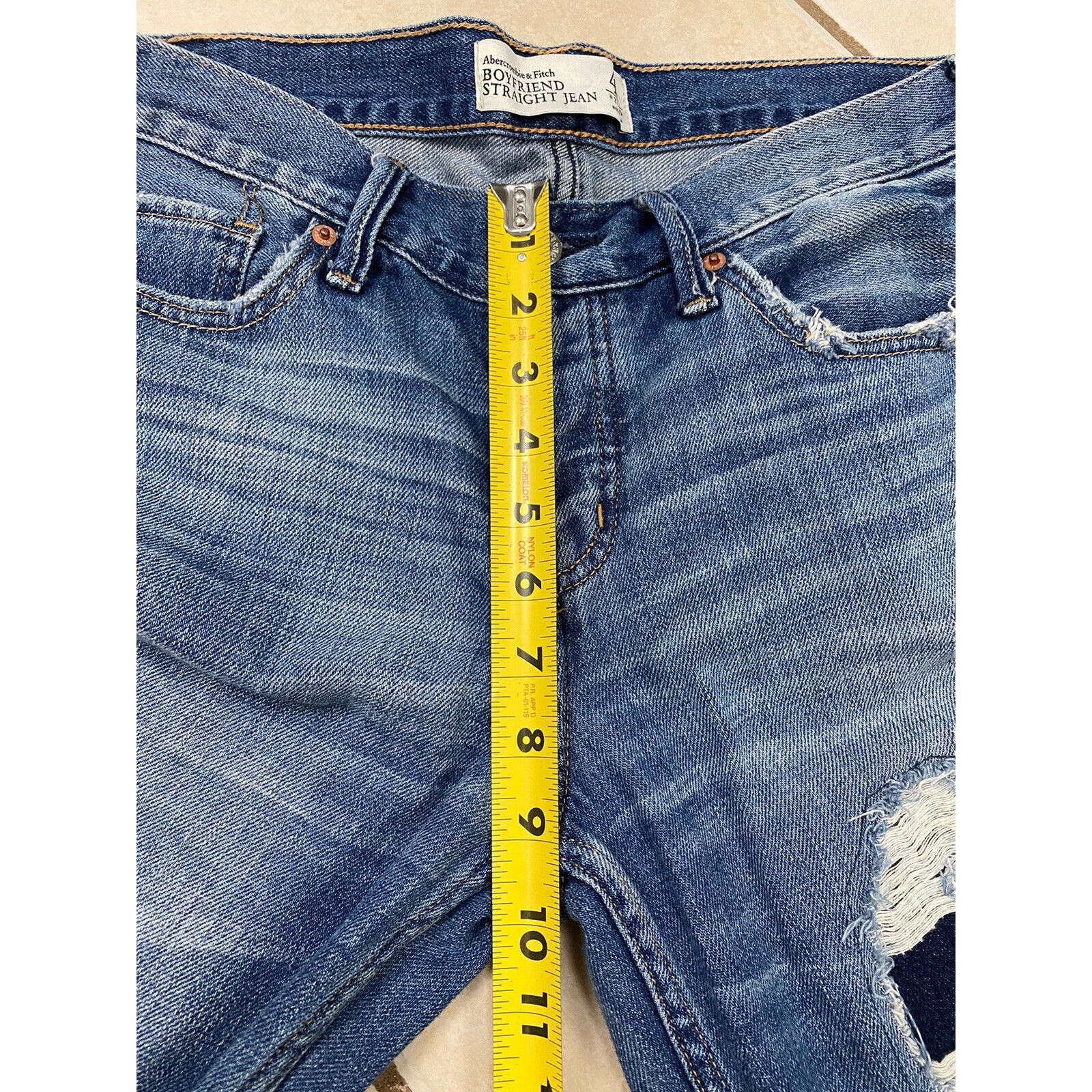 Abercrombie & Fitch Abercrombie & Fitch Boyfriend Jeans Blue Denim Distressed Size 27" / US 4 / IT 40 - 8 Thumbnail
