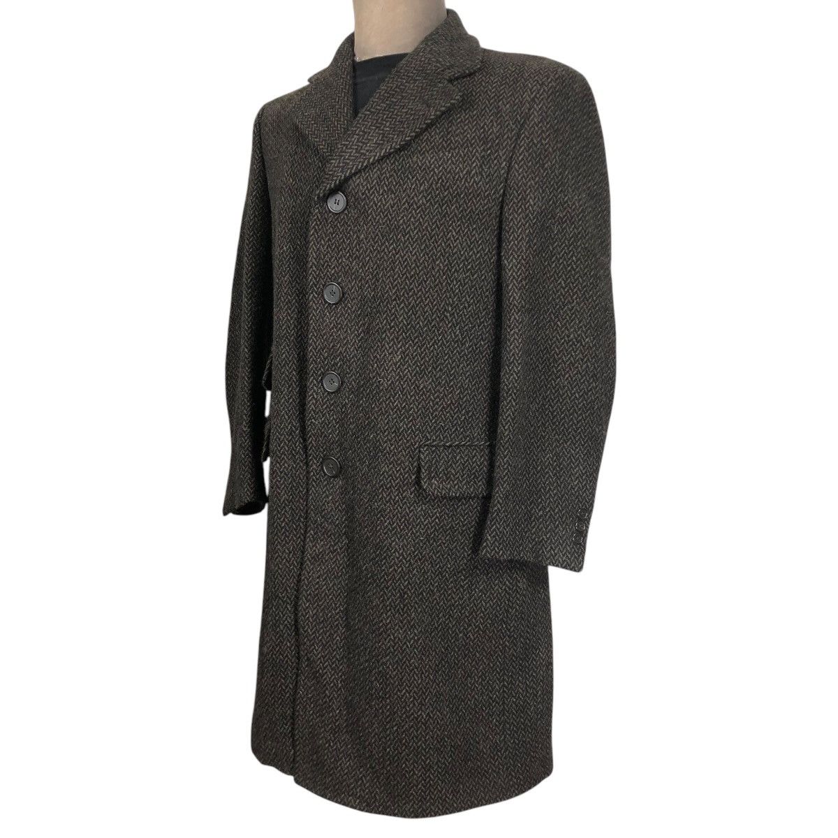 Fendi Vintage 90s Fendi Tweed Herringbone Long Coat Size US M / EU 48-50 / 2 - 4 Thumbnail