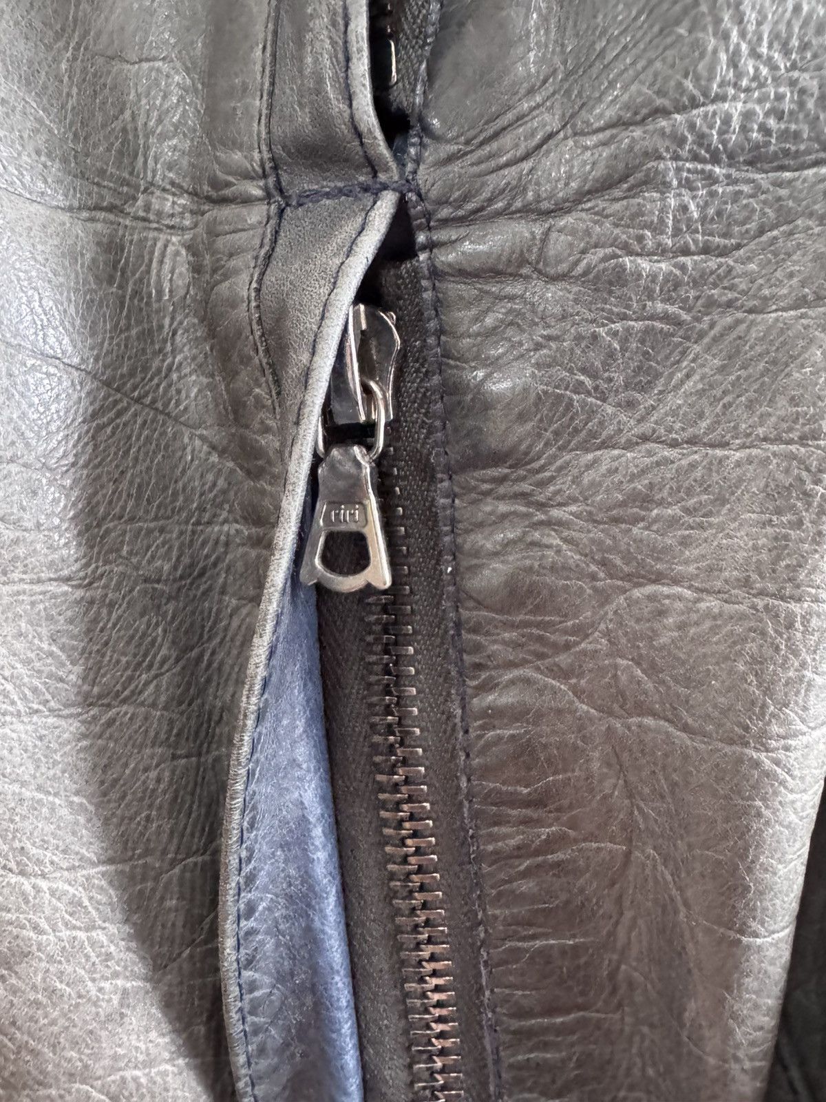 M0851 m0851 Canadian-Made Leather Moto Jacket Gray Size M Washed Size US M / EU 48-50 / 2 - 5 Thumbnail