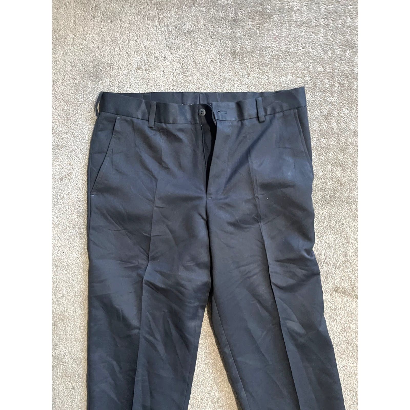 Van Heusen van Heusen Studio Straight Leg Dress Pants Men's 32x32 Flat Front Black Size US 32 / EU 48 - 2 Thumbnail