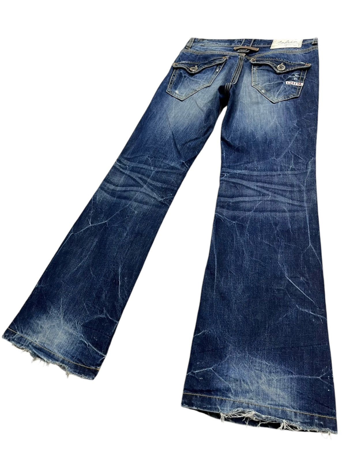 Beauty Beast 🔥LOLITA Vintage Exotic Washed Denim Sick Flare Jeans Size US 30 / EU 46 - 5 Thumbnail